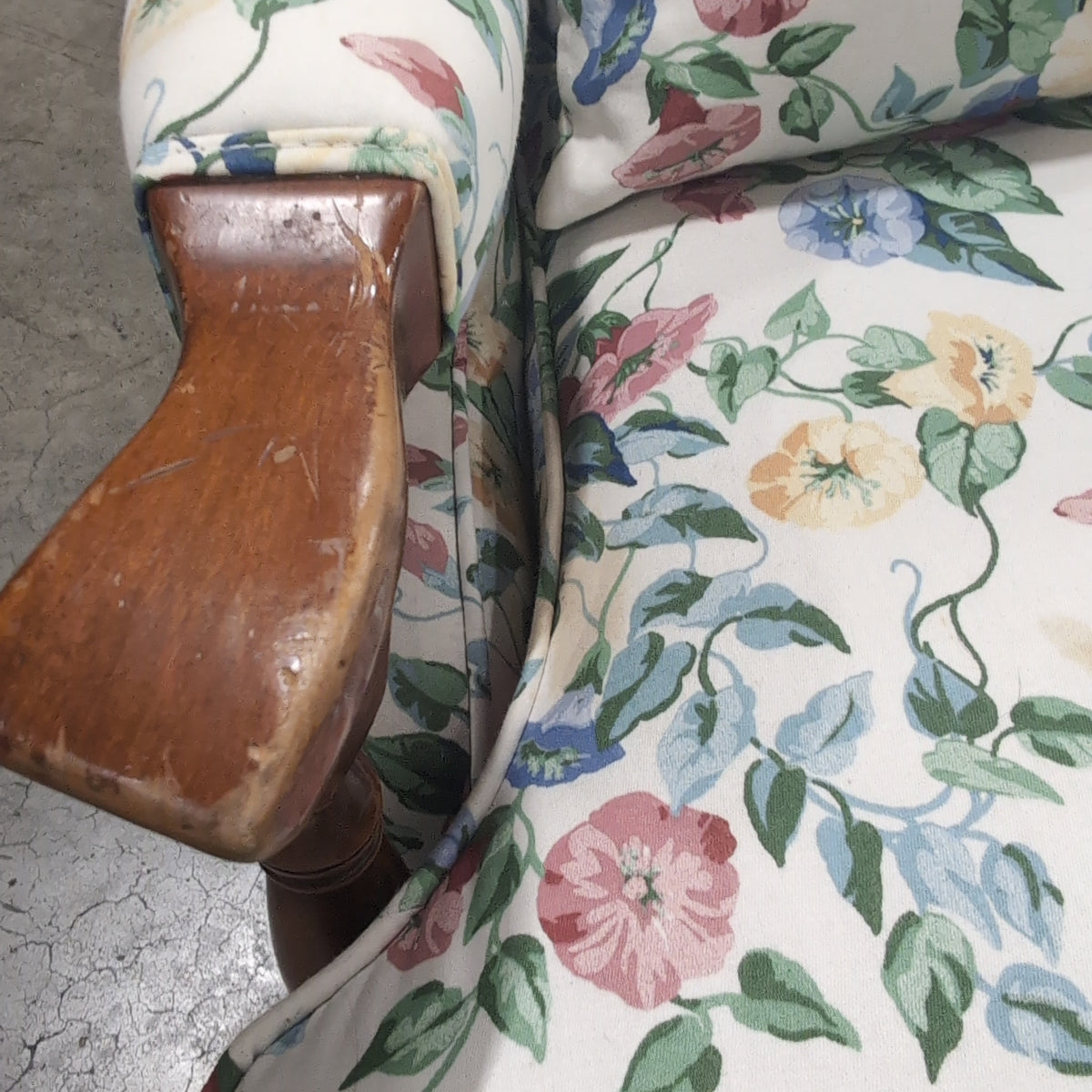 Chintz Floral Upholstered Rolled Arm Couch