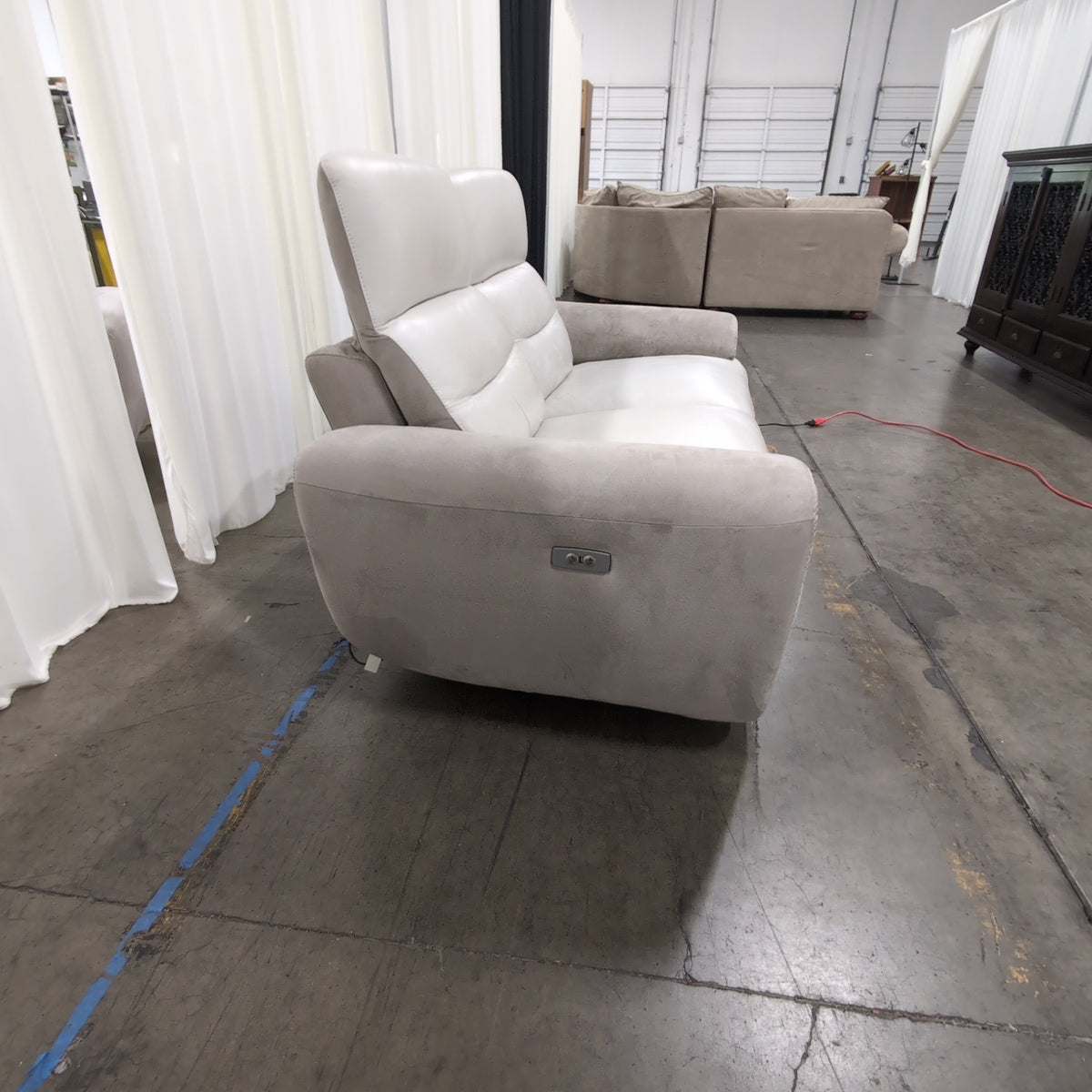 Prime Resource Int Two-Tone Reclining Loveseat with Padded Arms