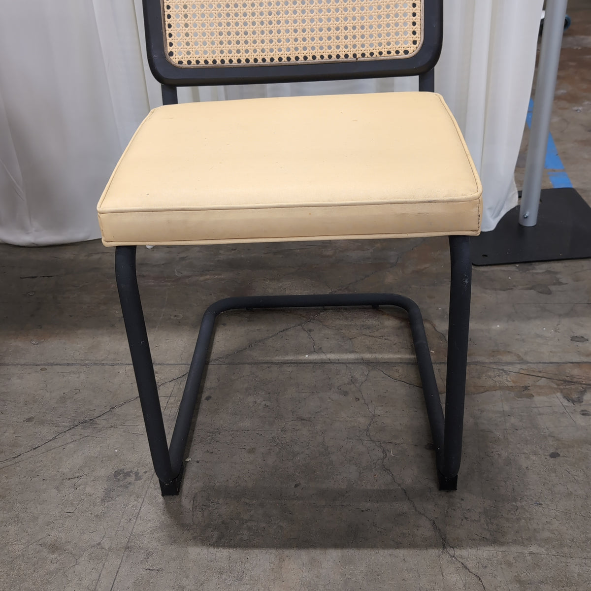 Black Metal Frame Dining Chair with Cane Back