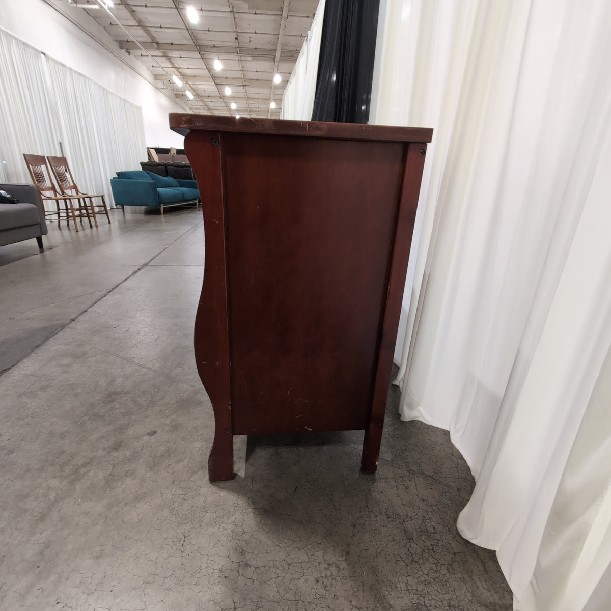 Reddish Brown Wood Dresser with Cabinet Door