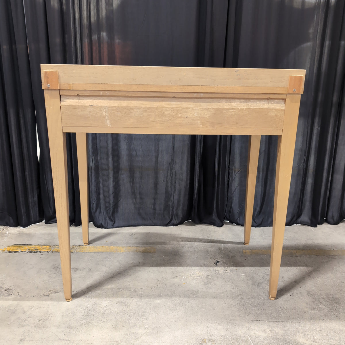 Light Wood and Glass Top Vanity with Needlepoint Stool