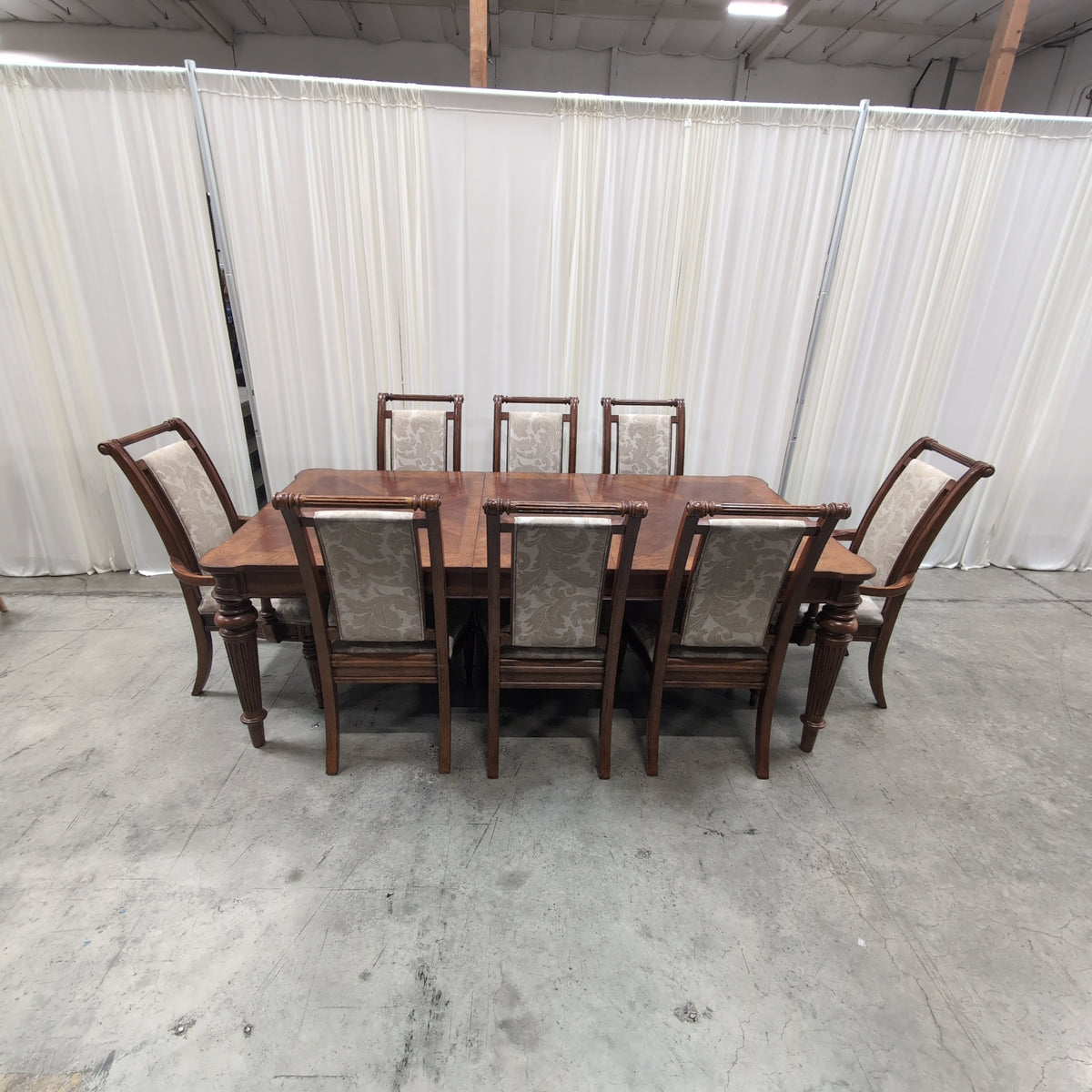 Traditional Dark Wood Dining Table with Turned Legs