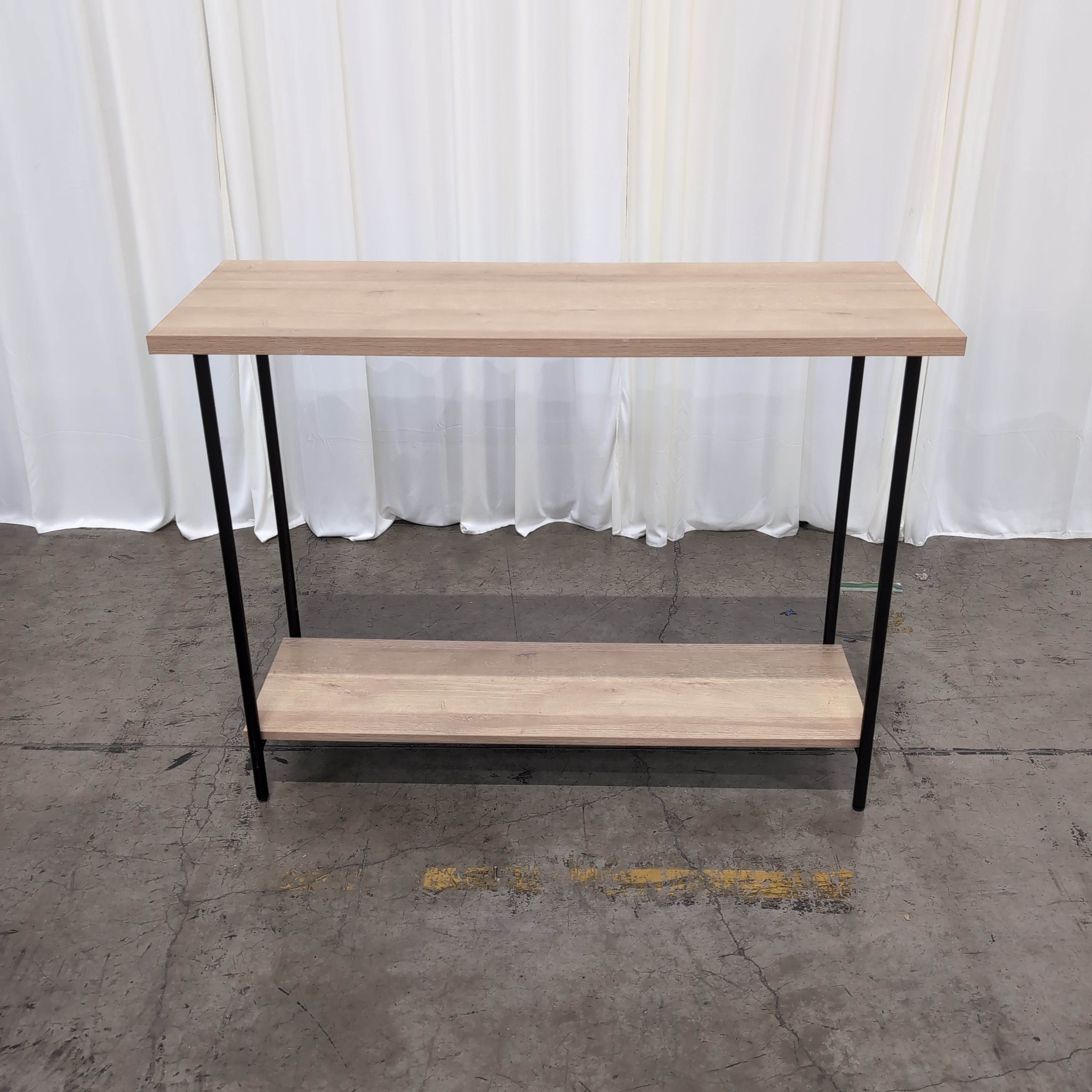 Minimalist Light Wood Console Table with Two Shelves