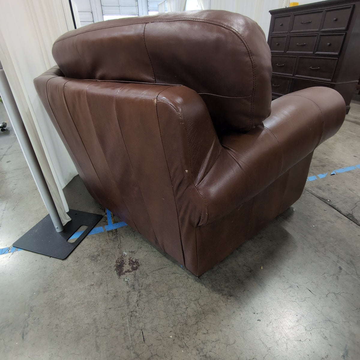 Brown Leather Curved Sectional Couch