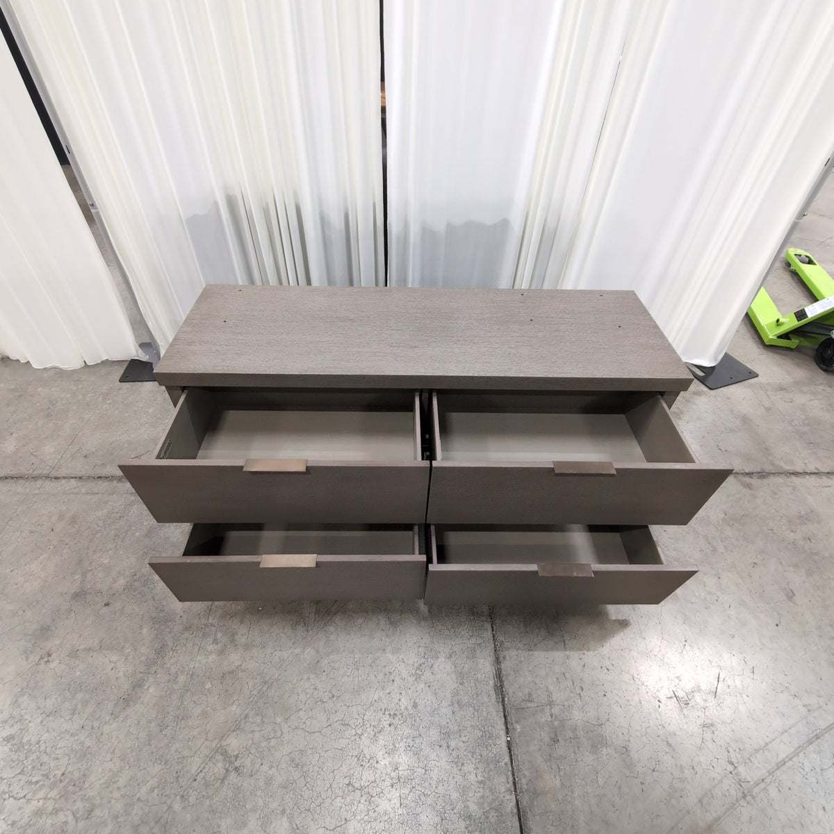 Lacouer Craft Hospitality - Minimalist Grey Wood TV Stand with Recessed Handles
