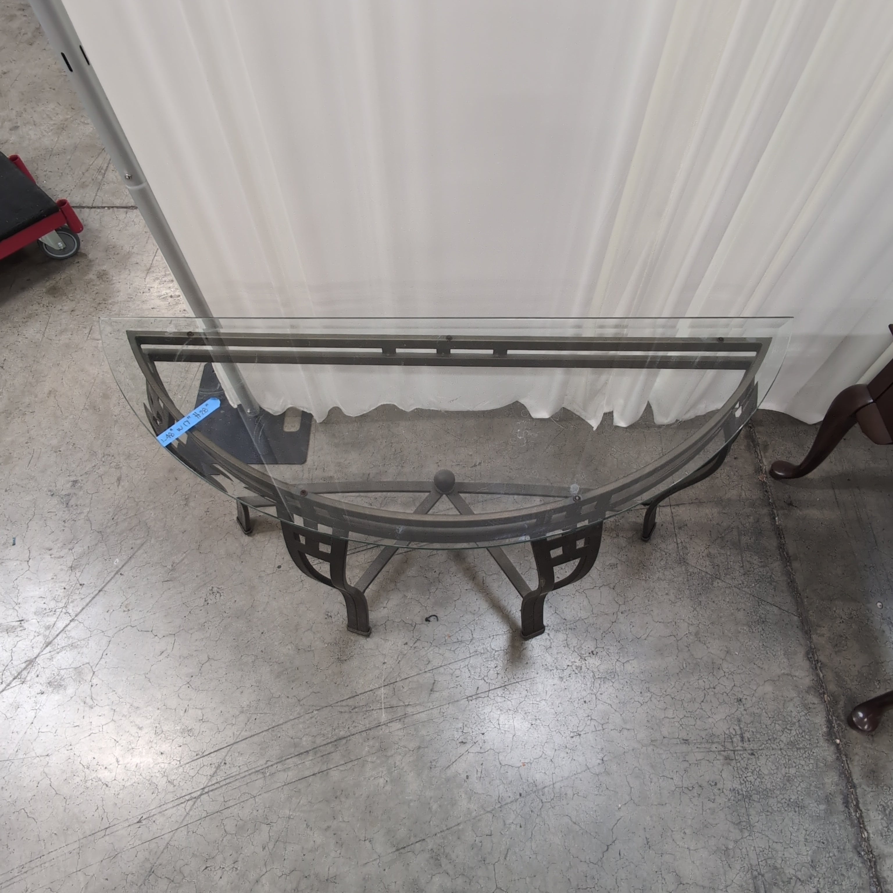 Half-Moon Glass Top Console Table
