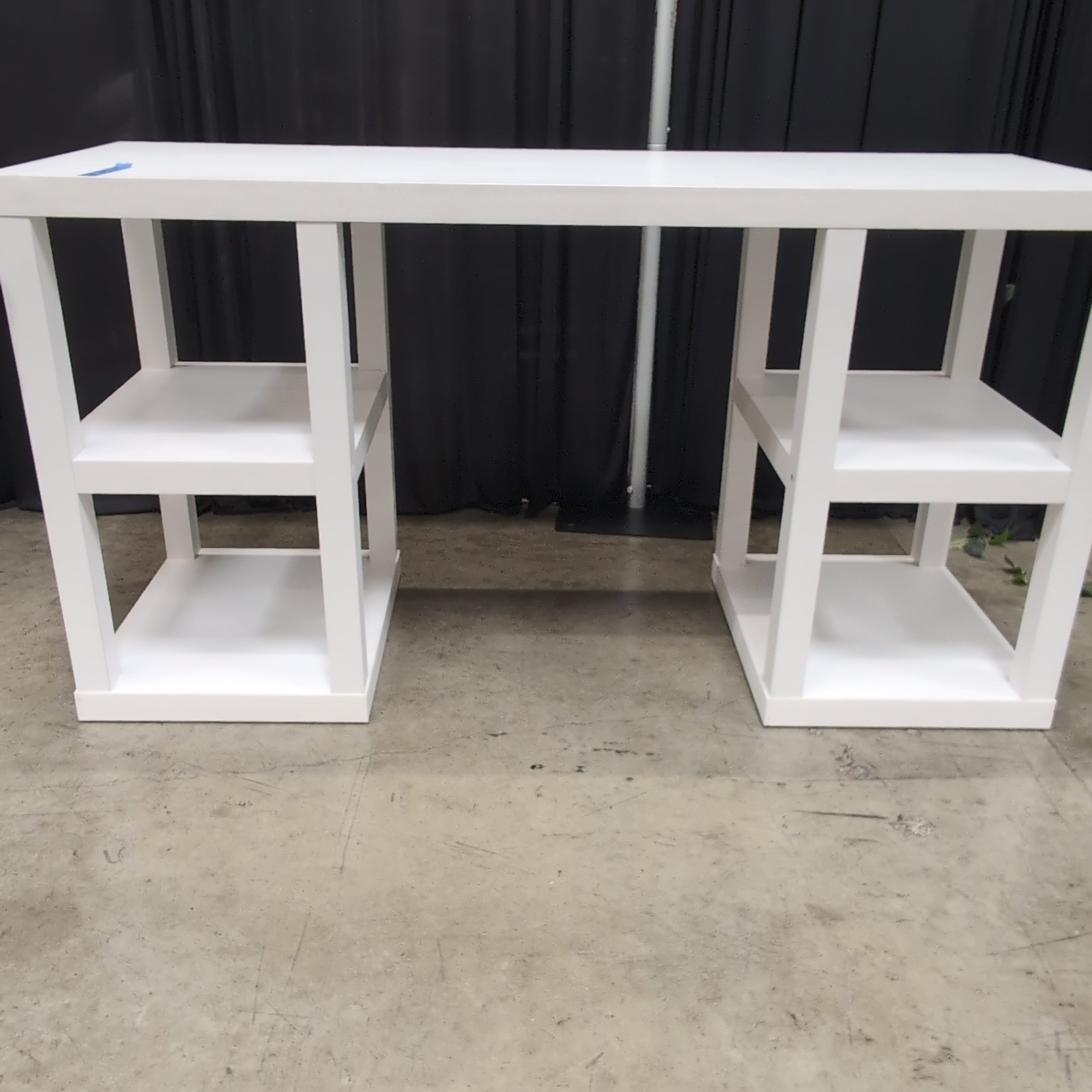 White Rectangular Desk with Side Shelving