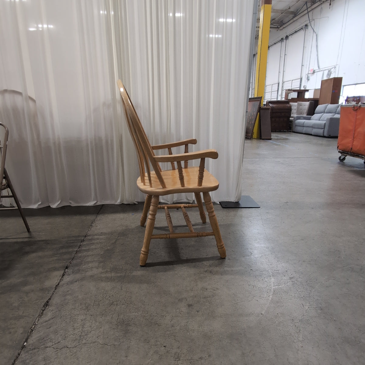Natural Wood Windsor Arm Chair with Spindle Back