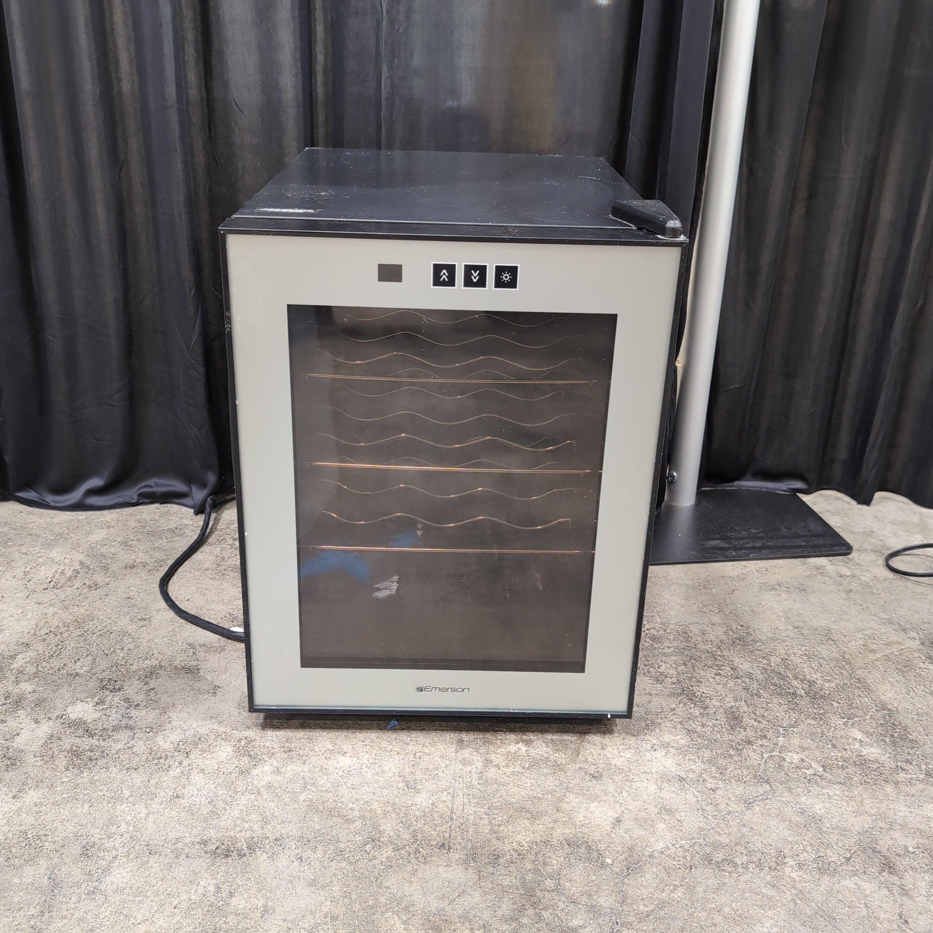 Emerson Compact Black Wine Cooler with Glass Door