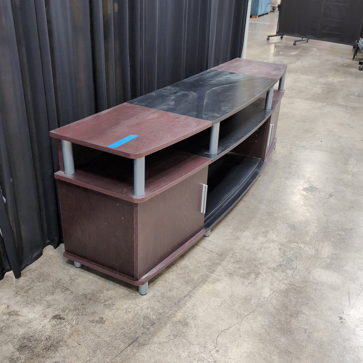 Dark Brown Laminate TV Stand with Open Shelving