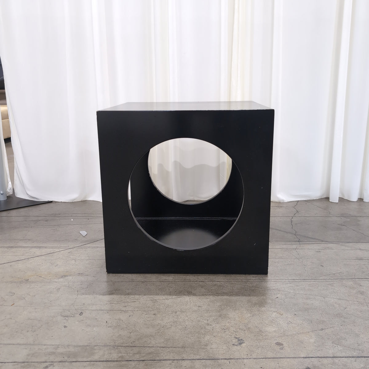 Modern Black Cube Speaker with Oval Port