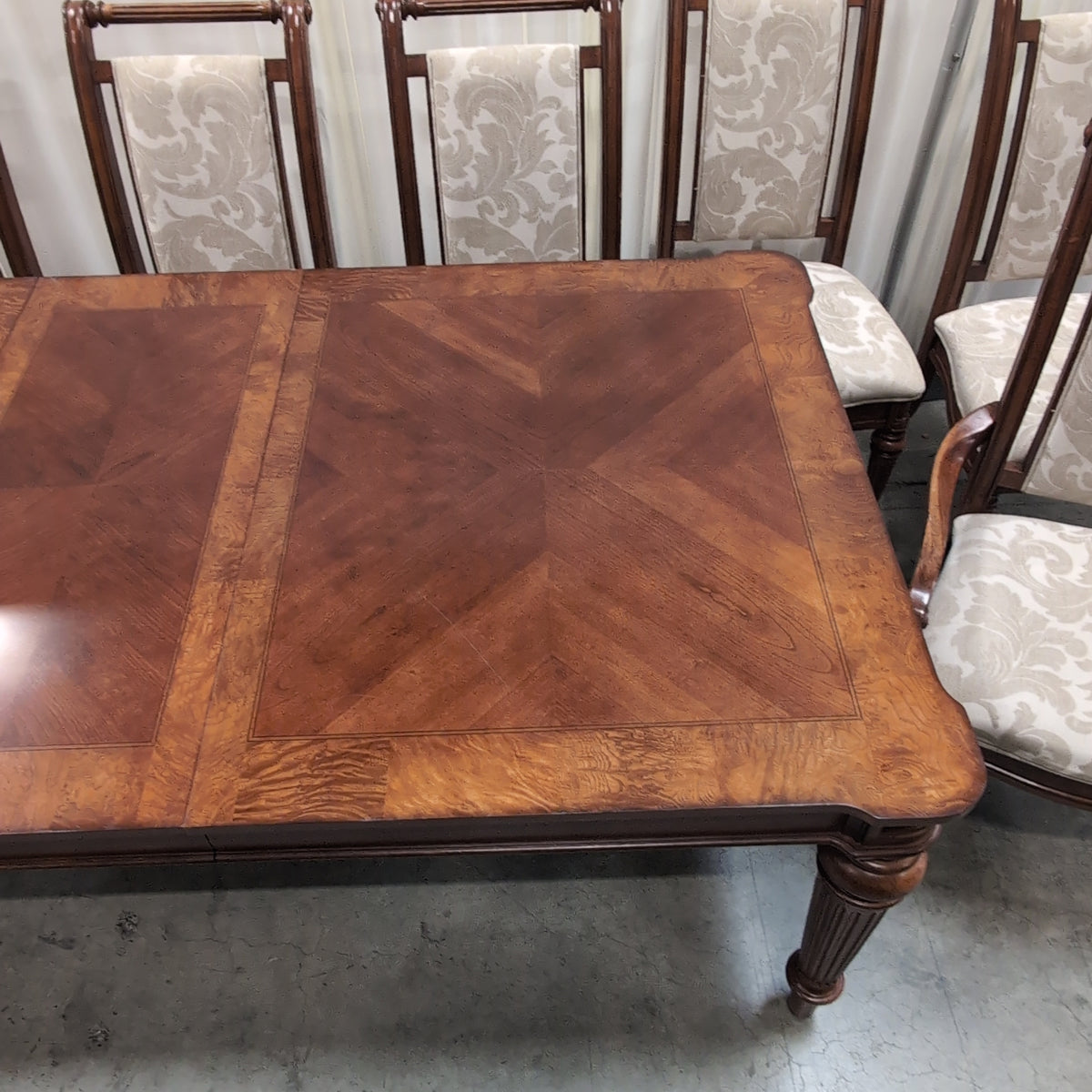 Traditional Dark Wood Dining Table with Turned Legs