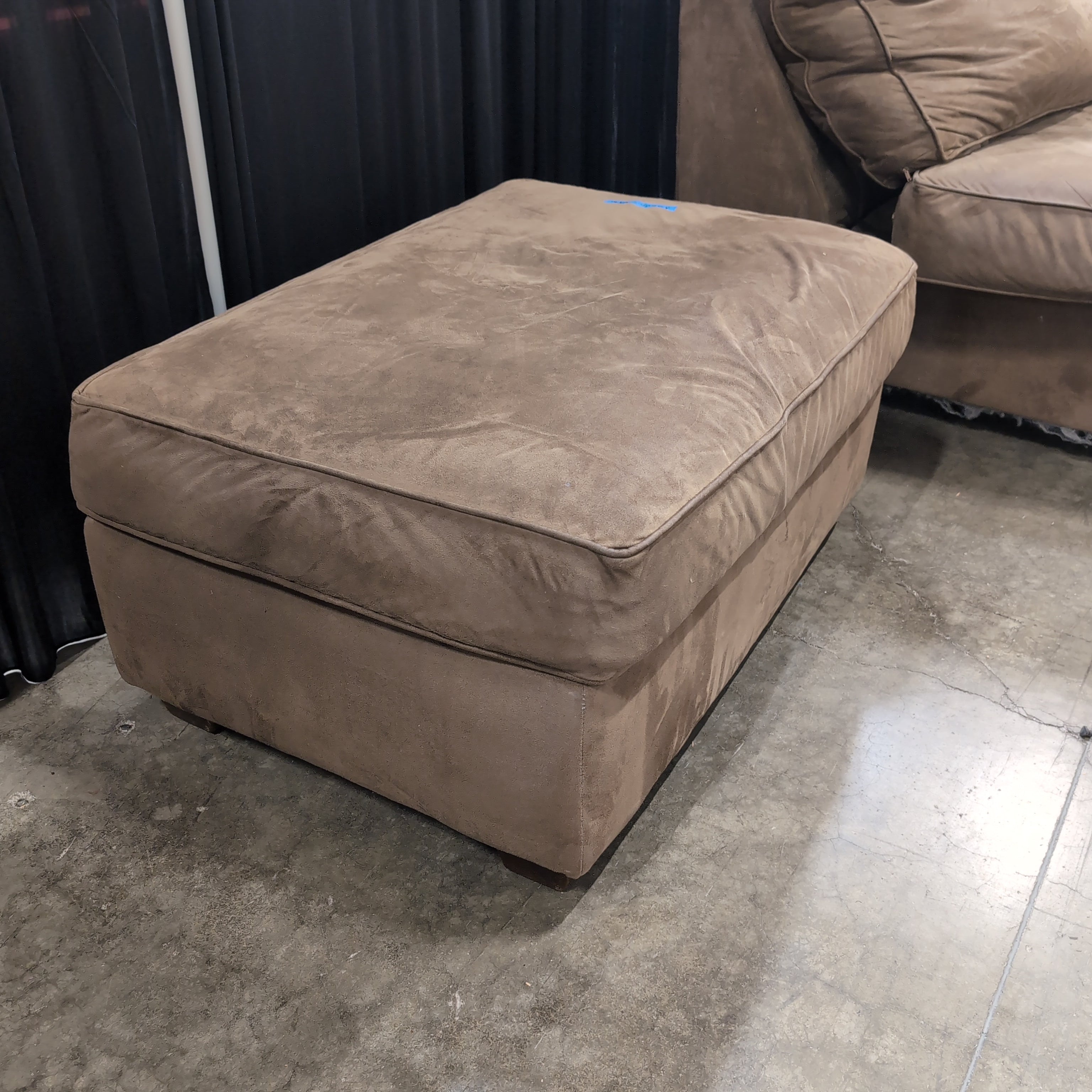 Contemporary Tan Upholstered Ottoman in Microfiber