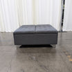 Gray Fabric Tufted Storage Ottoman with Metal Base