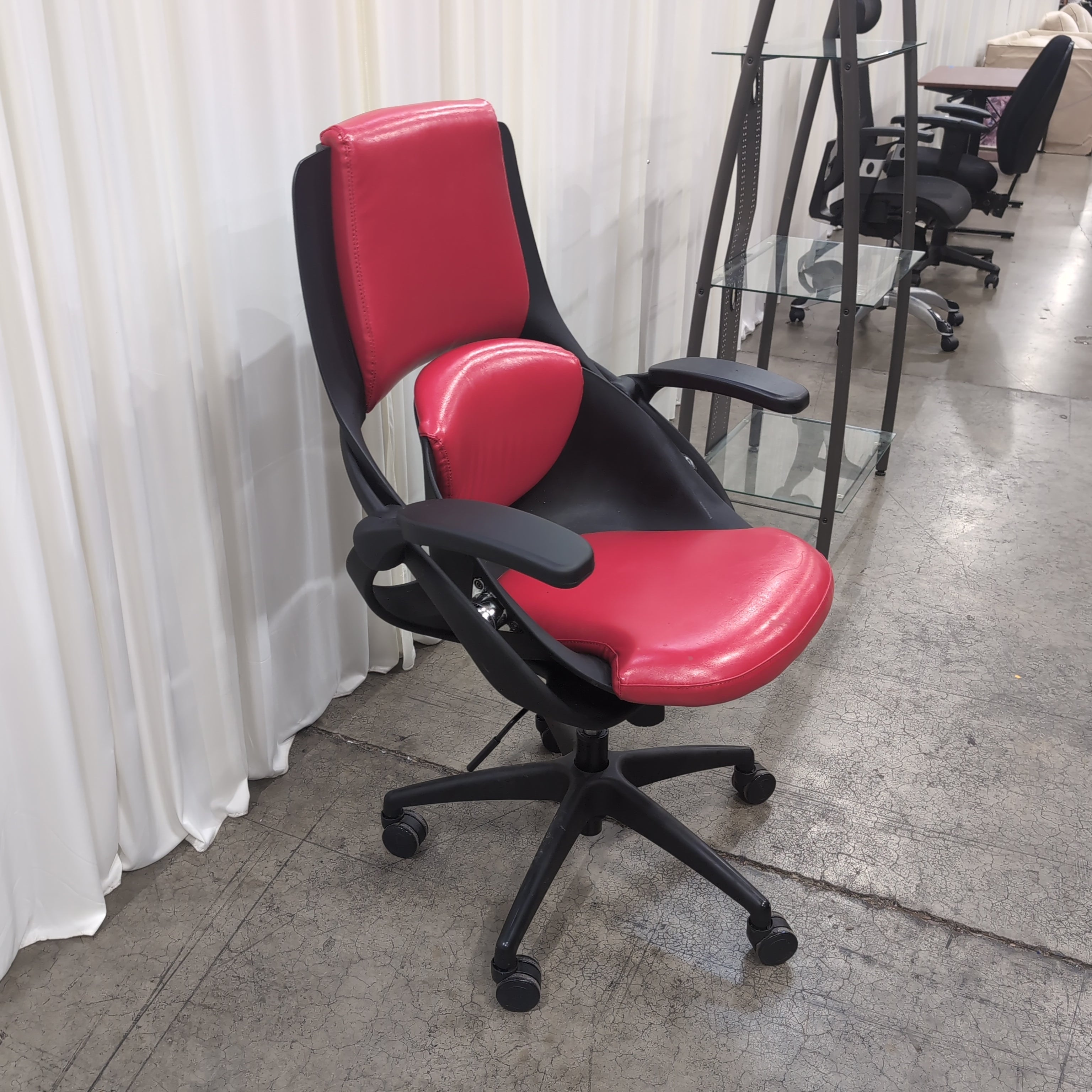 Red and Black Faux Leather Office Chair