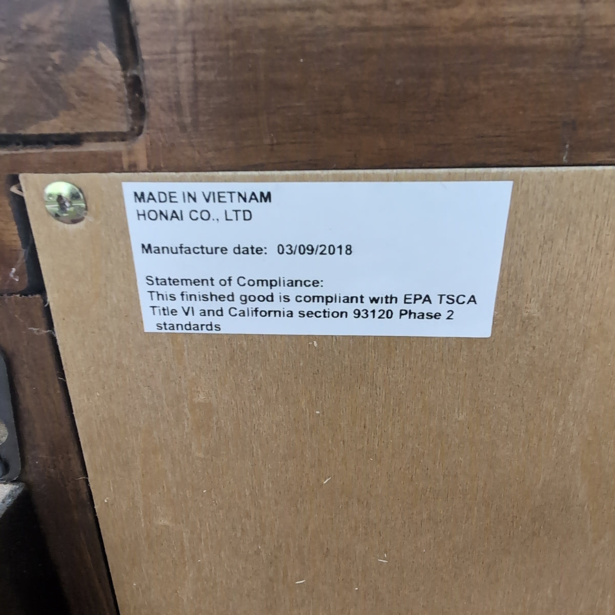 Rustic Dark Wood Six-Drawer Dresser with Mirror