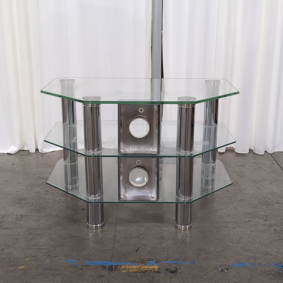 Clear Glass Three-Tier Corner TV Stand