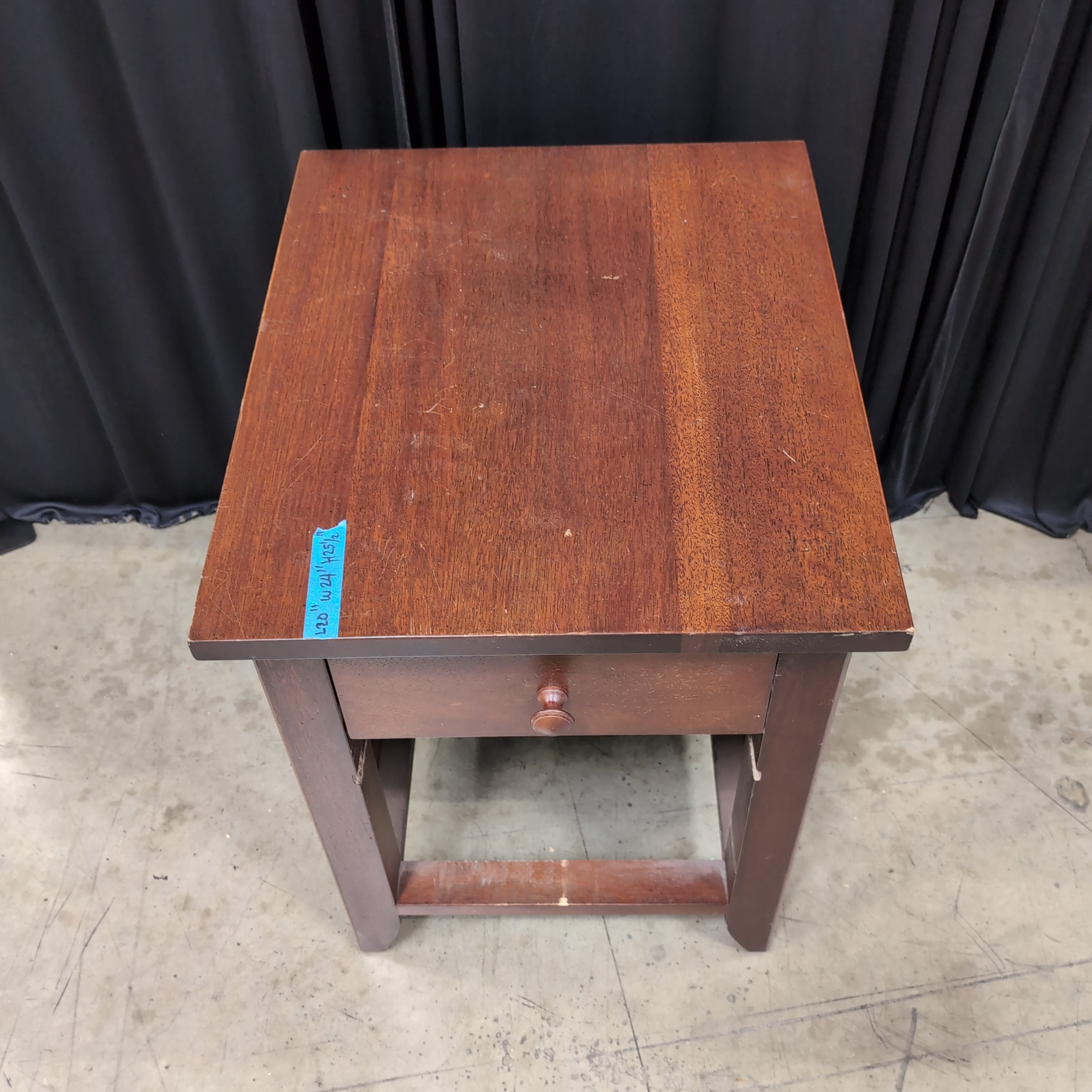 Cherry Tone Wood Nightstand with Single Drawer