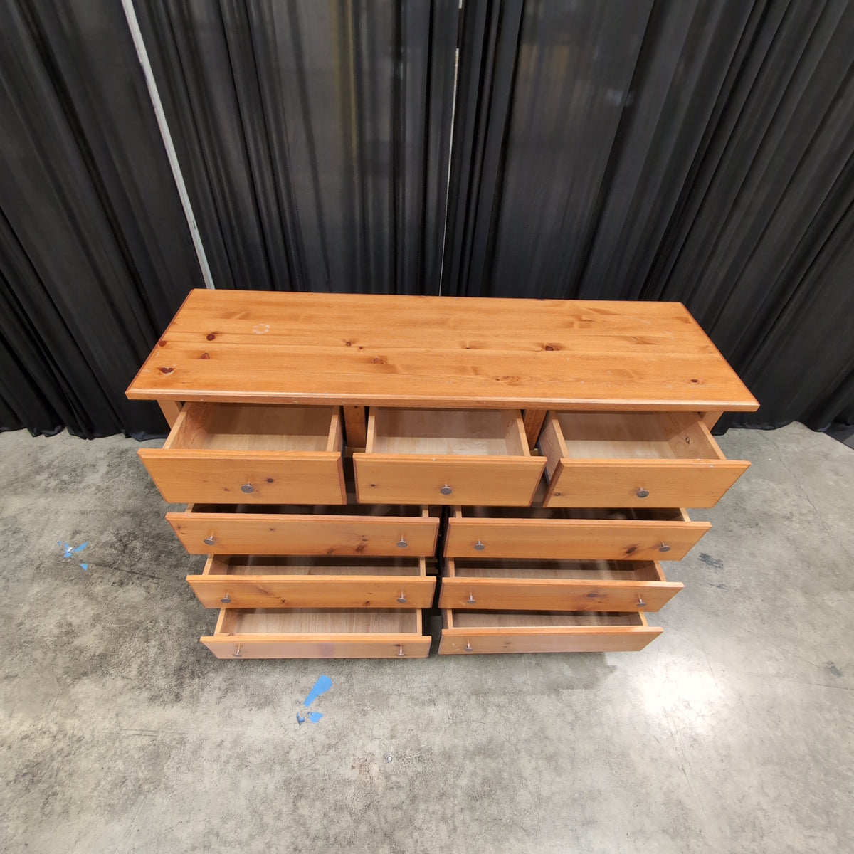 Natural Pine Finish Nine-Drawer Dresser
