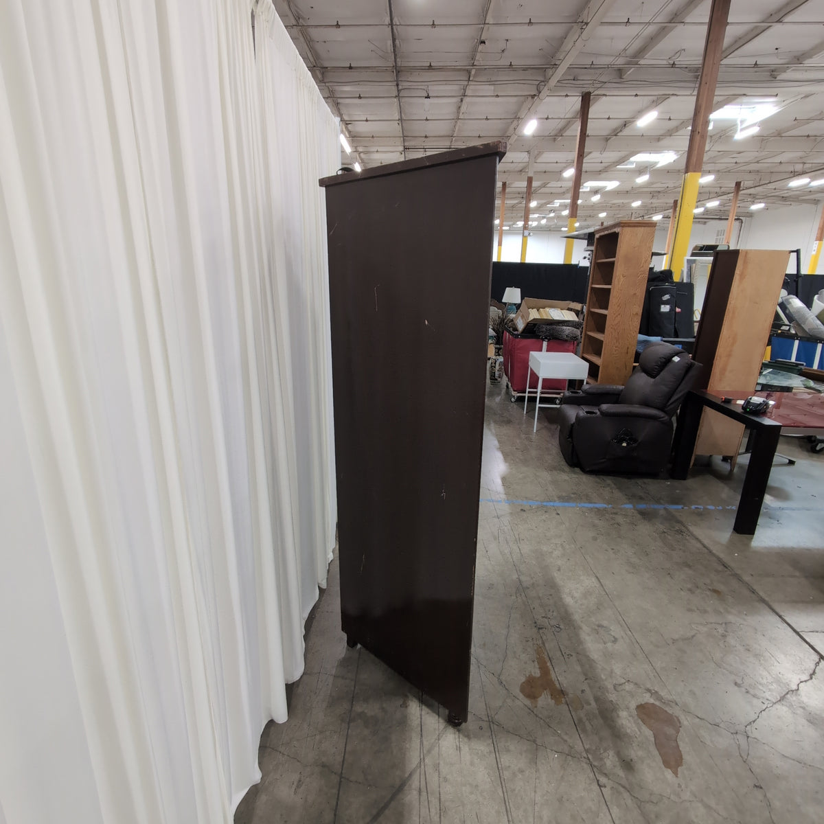 Dark Brown Wood China Cabinet with Glass Doors