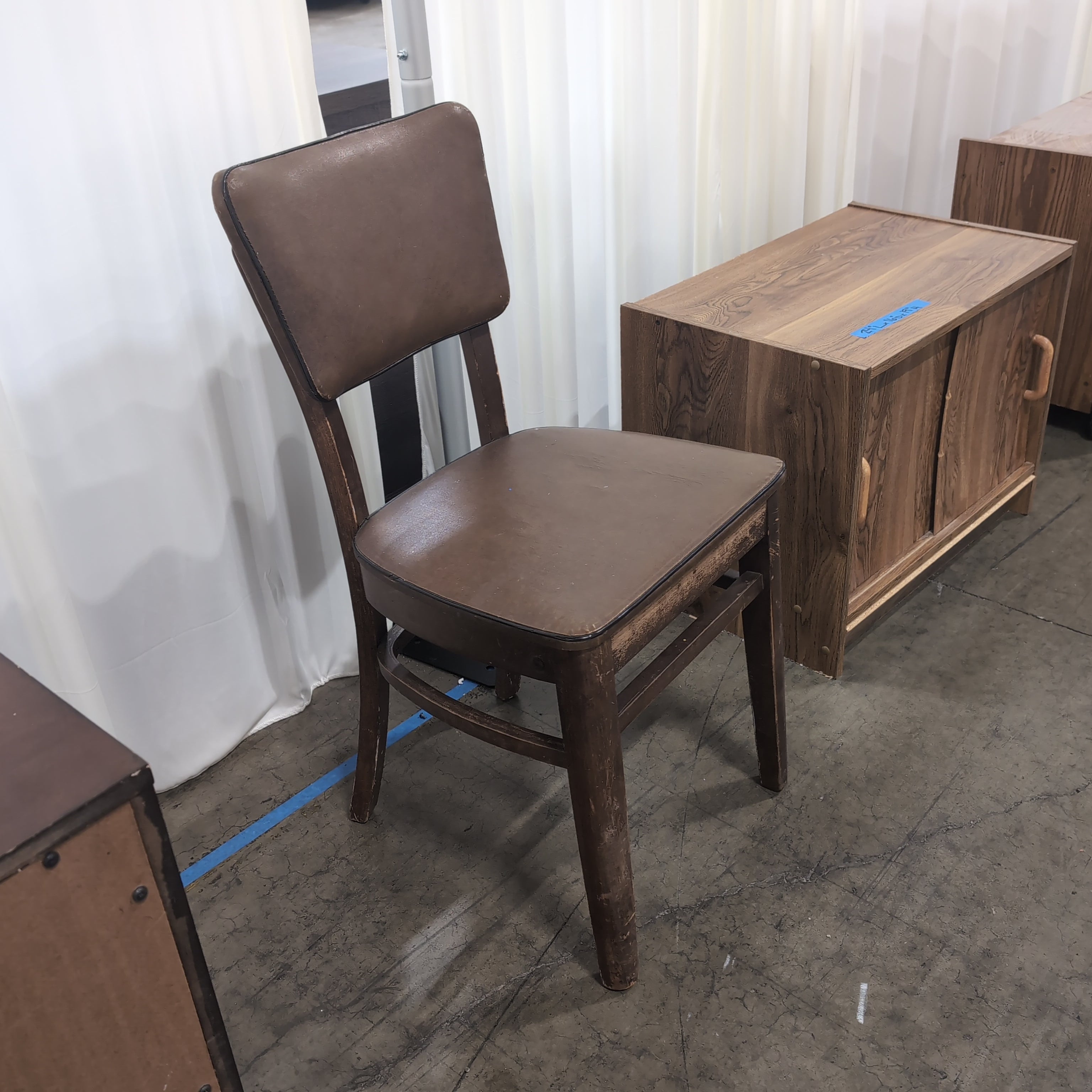 Brown Upholstered Wood Dining Chair