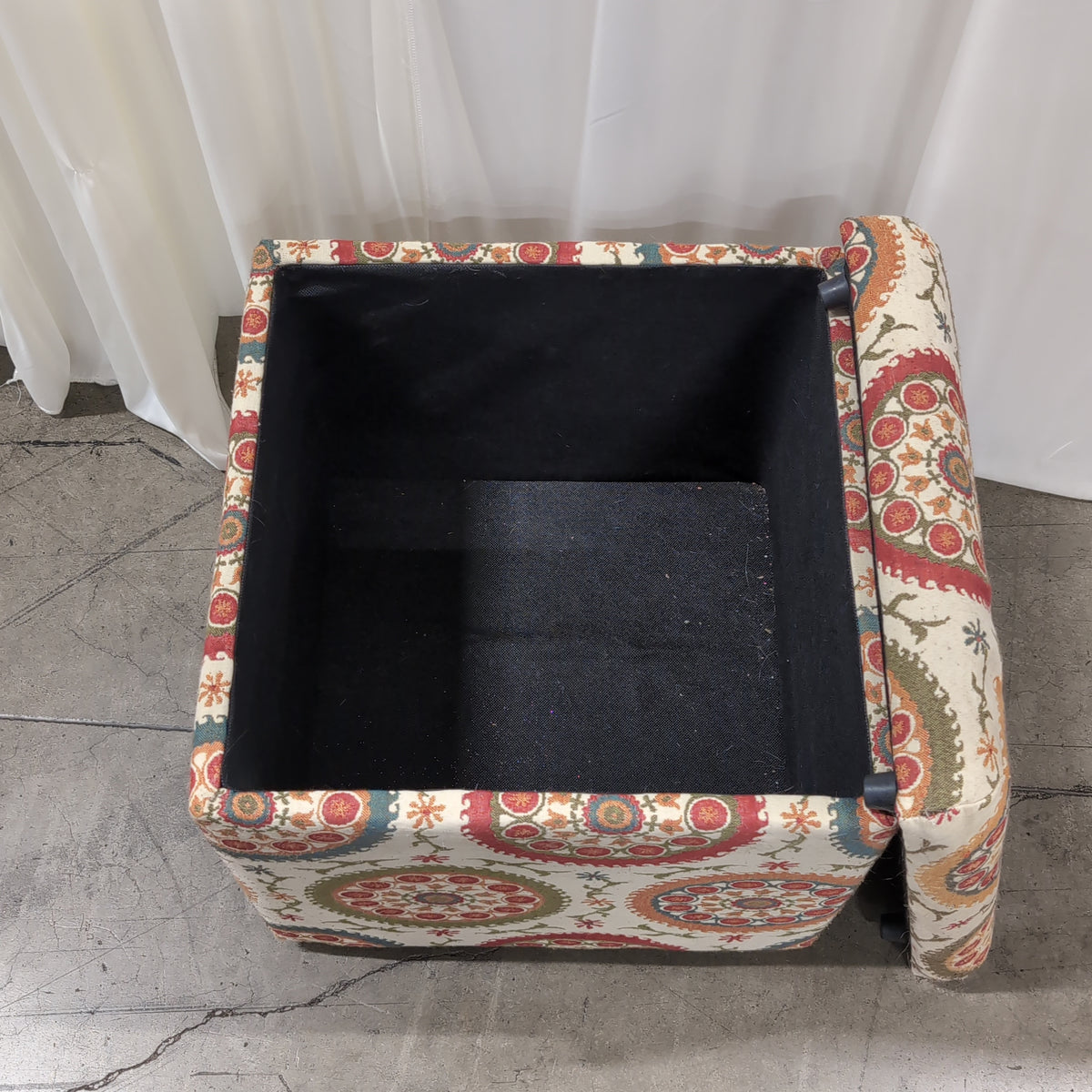 Colorful Medallion Pattern Square Upholstered Ottoman