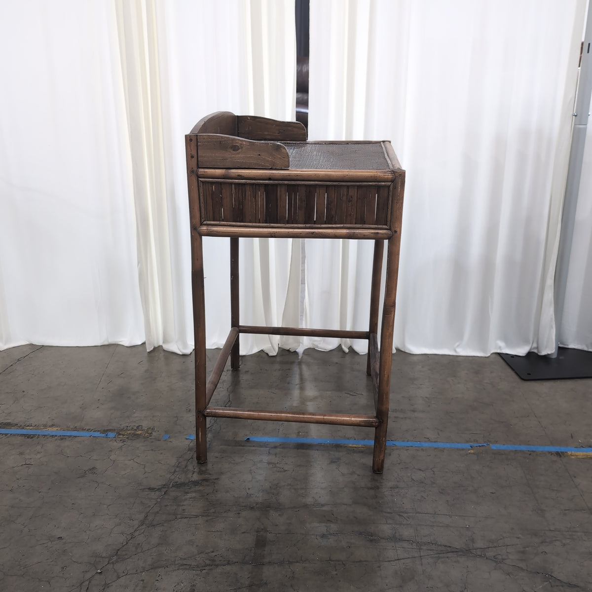 Tropical Bamboo End Table with Rattan Top