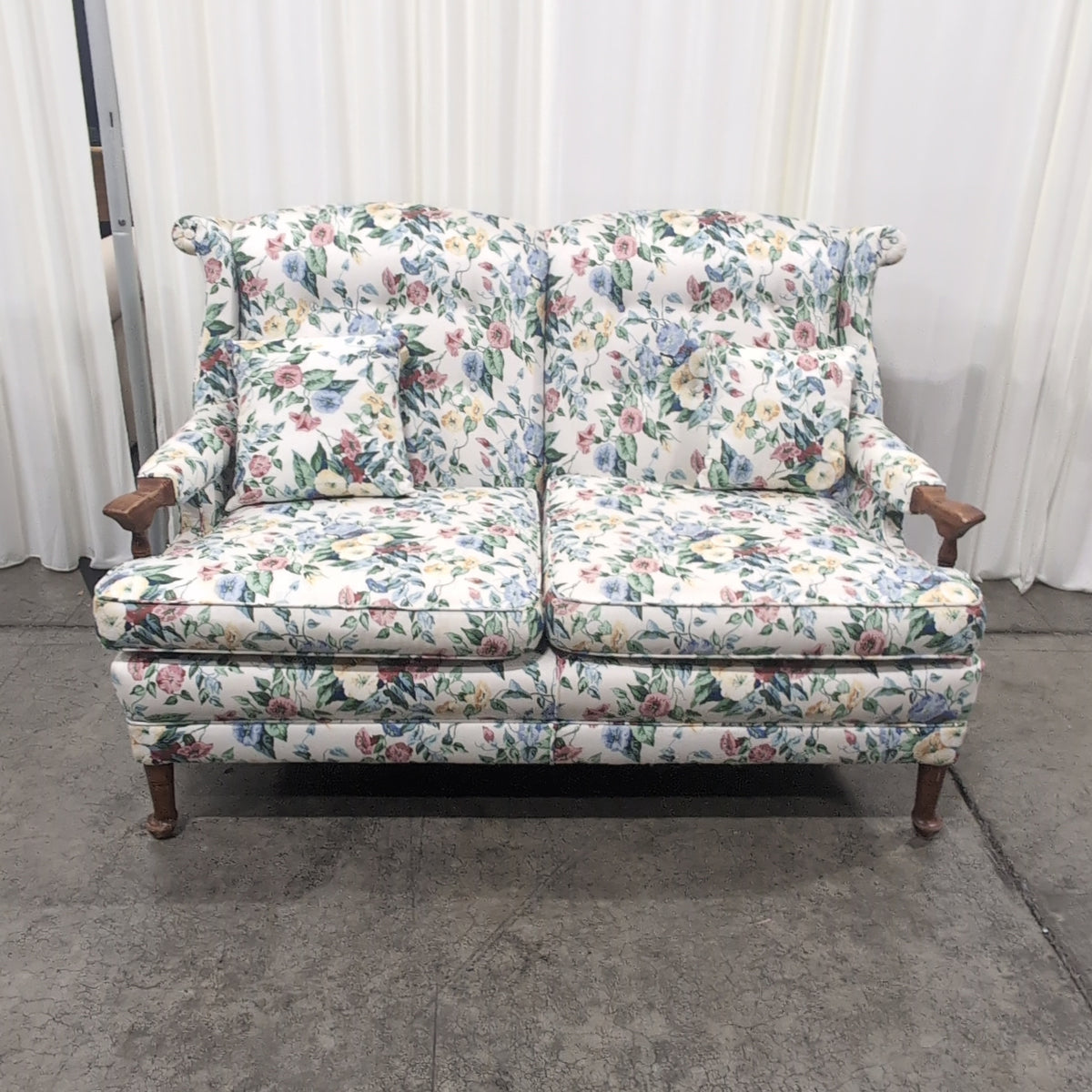 Chintz Floral Upholstered Rolled Arm Couch