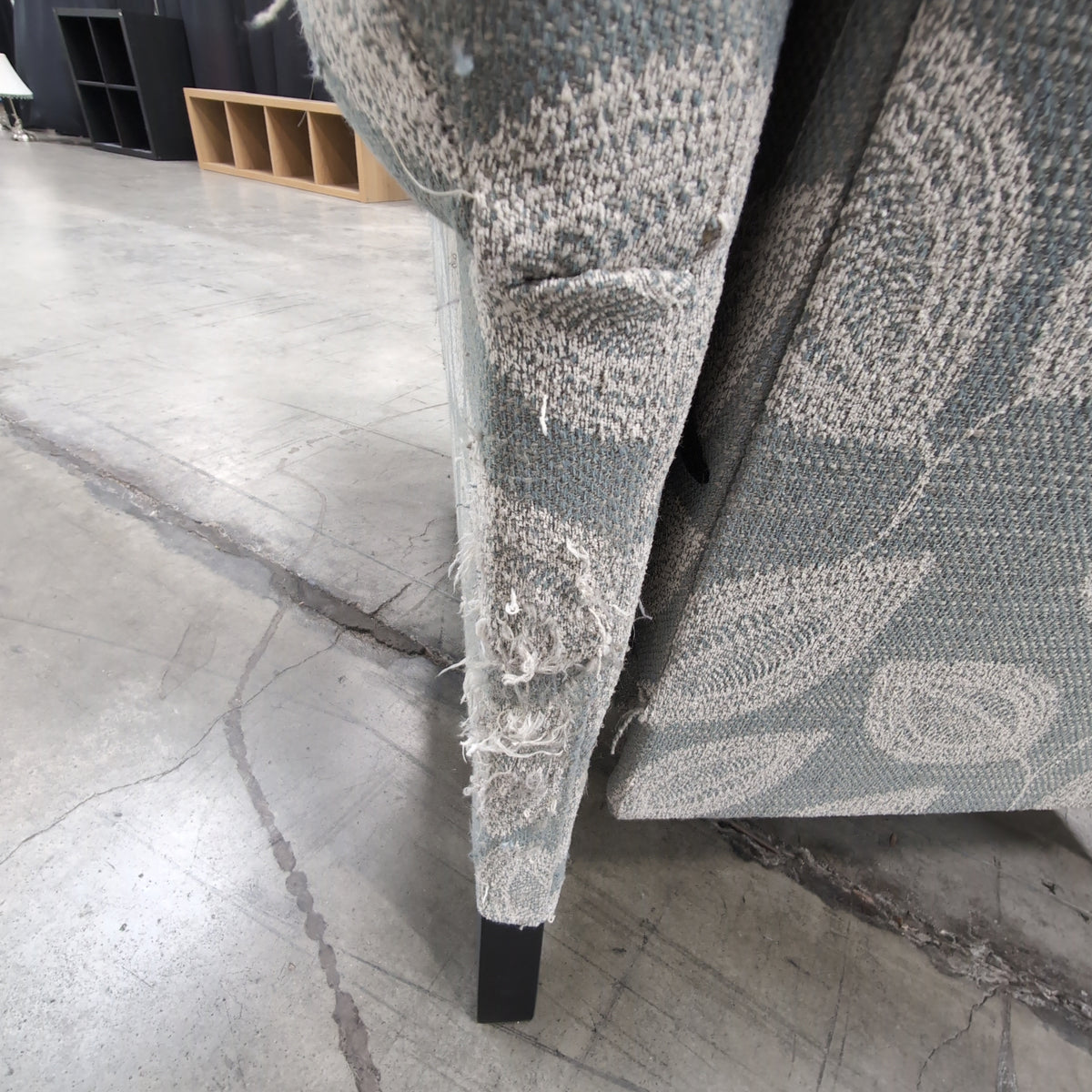 LA-Z-BOY Grey Leaf Pattern Fabric Armchair with Tapered Legs