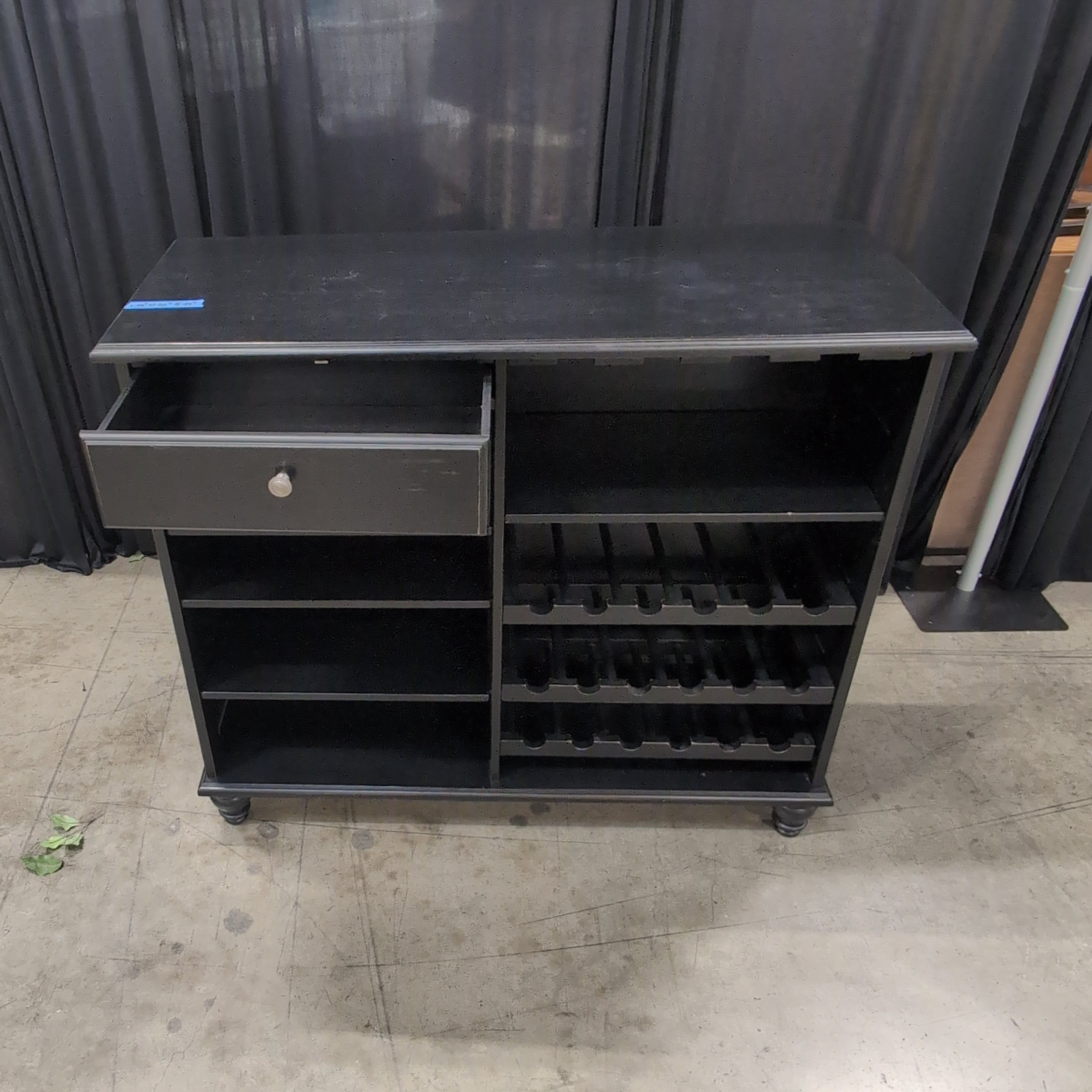 Black Wood Bar Cabinet with Wine Storage