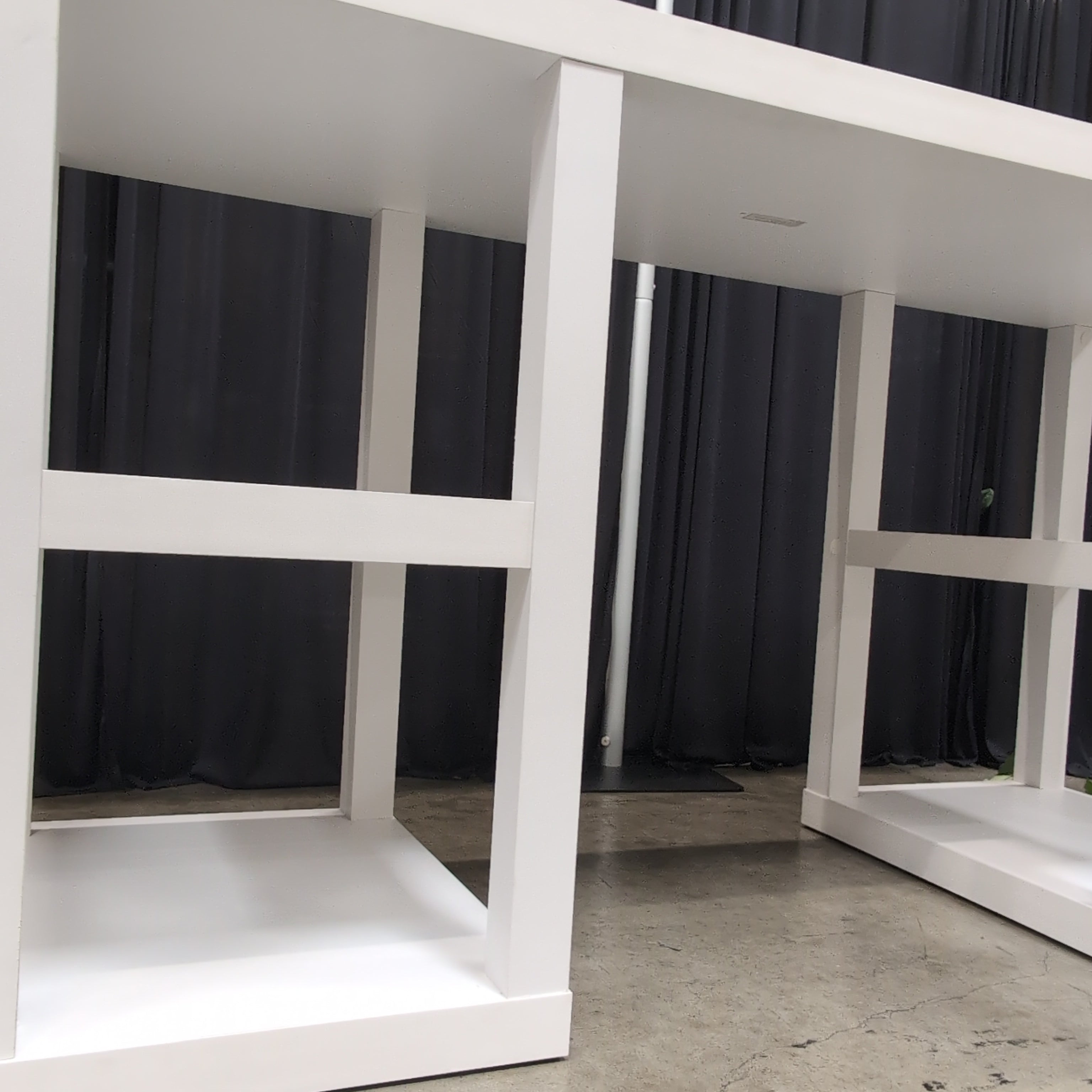 White Rectangular Desk with Side Shelving