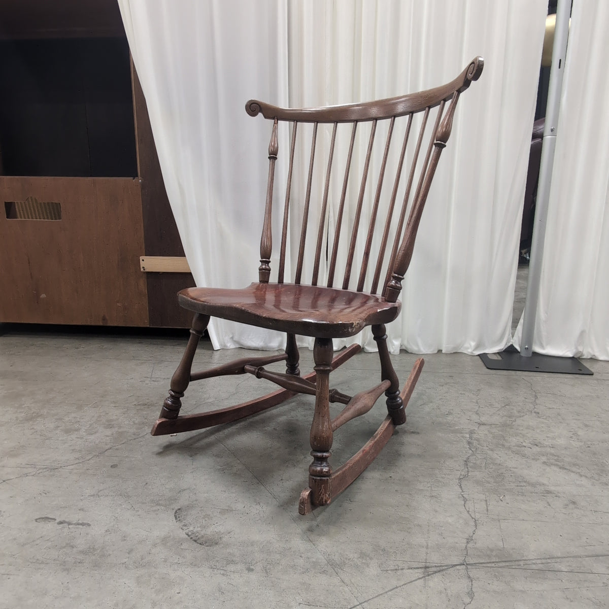 Windsor Style Spindle Back Rocking Chair in Dark Wood