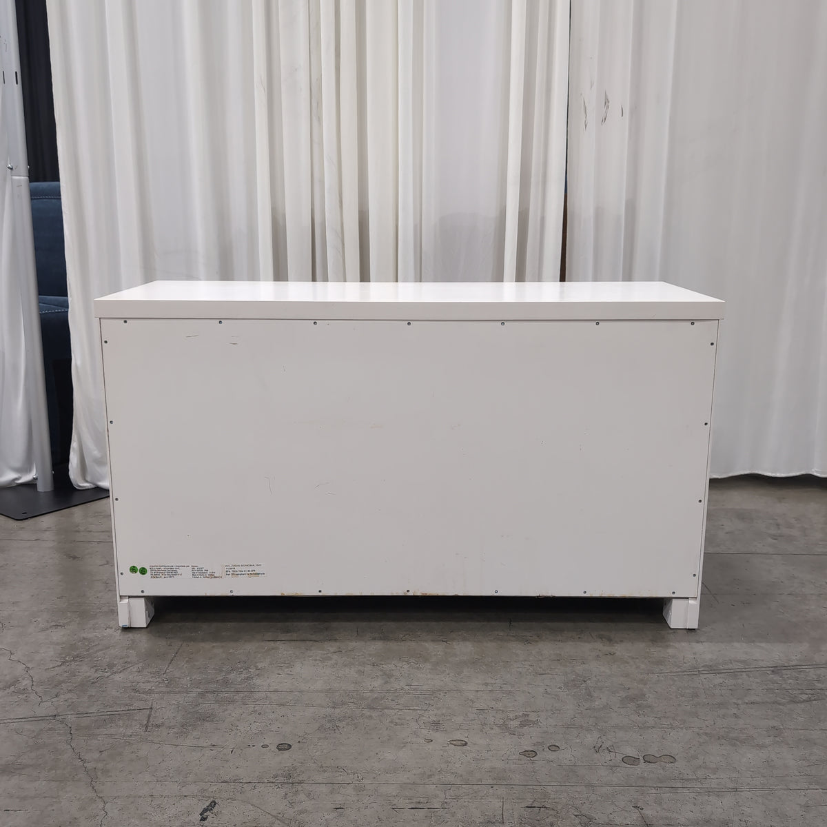 White Two-Drawer Nightstand with Metal Pulls
