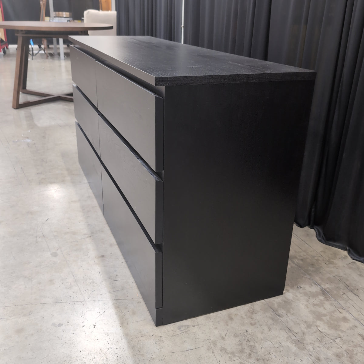Dark Gray Six-Drawer Dresser in Wood Finish