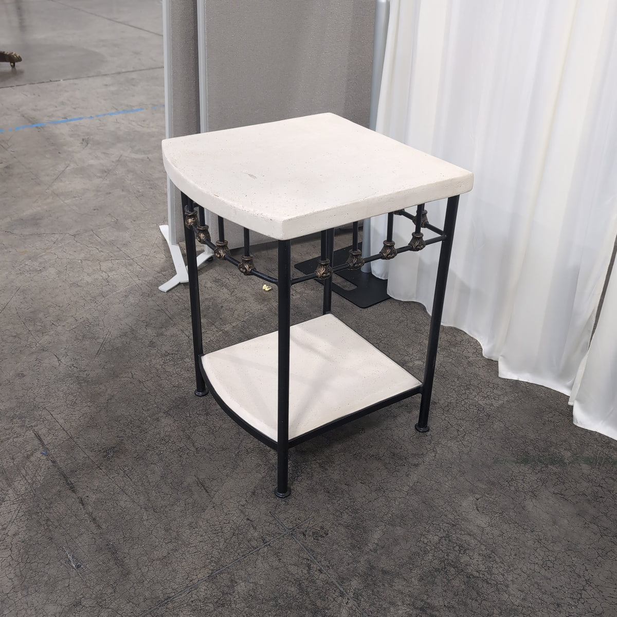 Square Mediterranean End Table in Stone and Iron