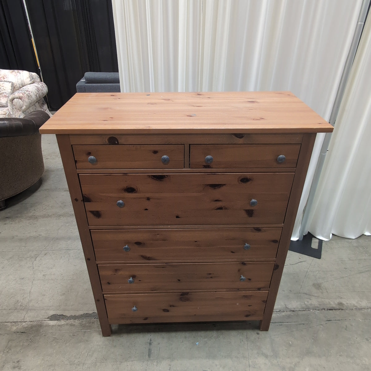 Natural Pine Six-Drawer Dresser
