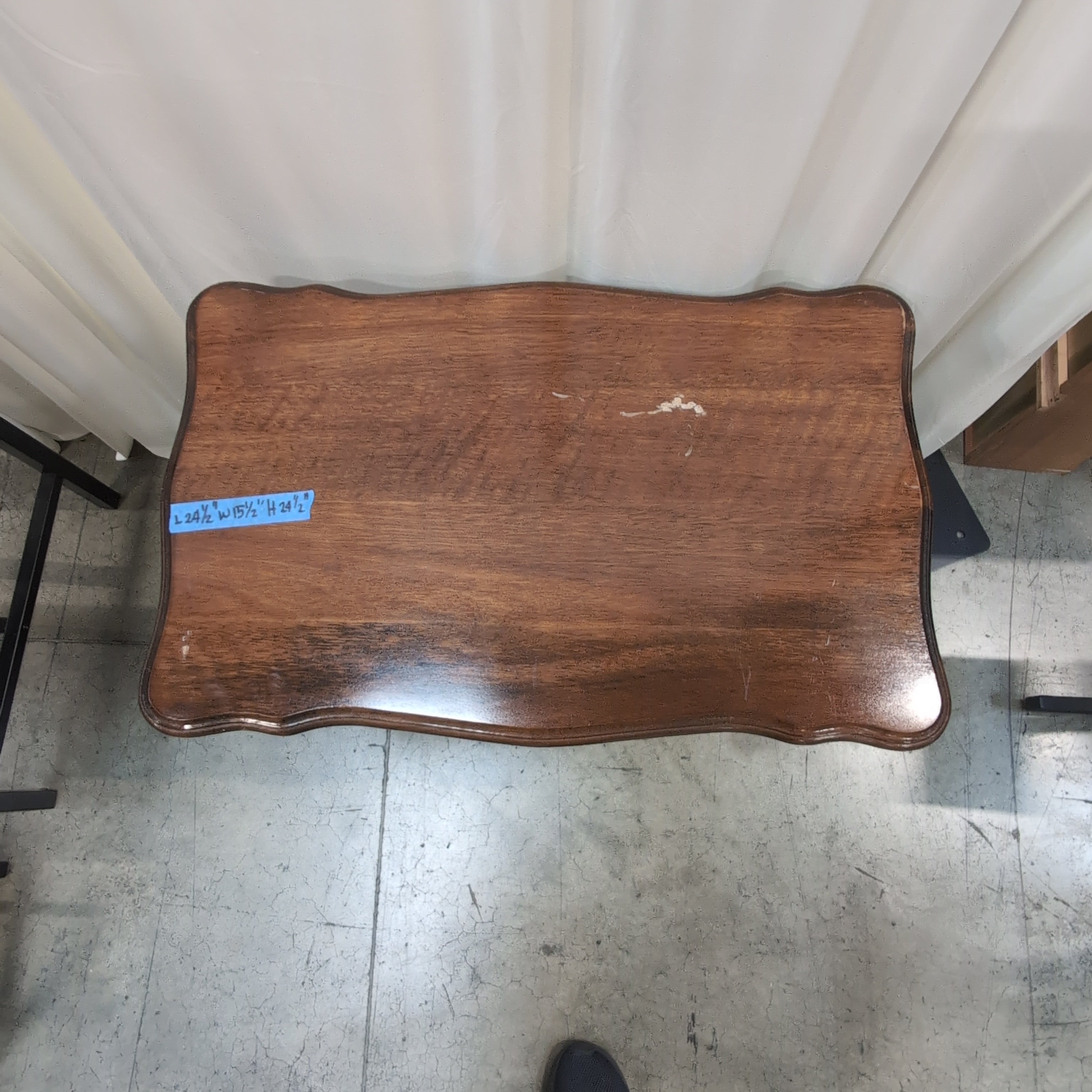 Traditional Brown Wood End Table with Shaped Top