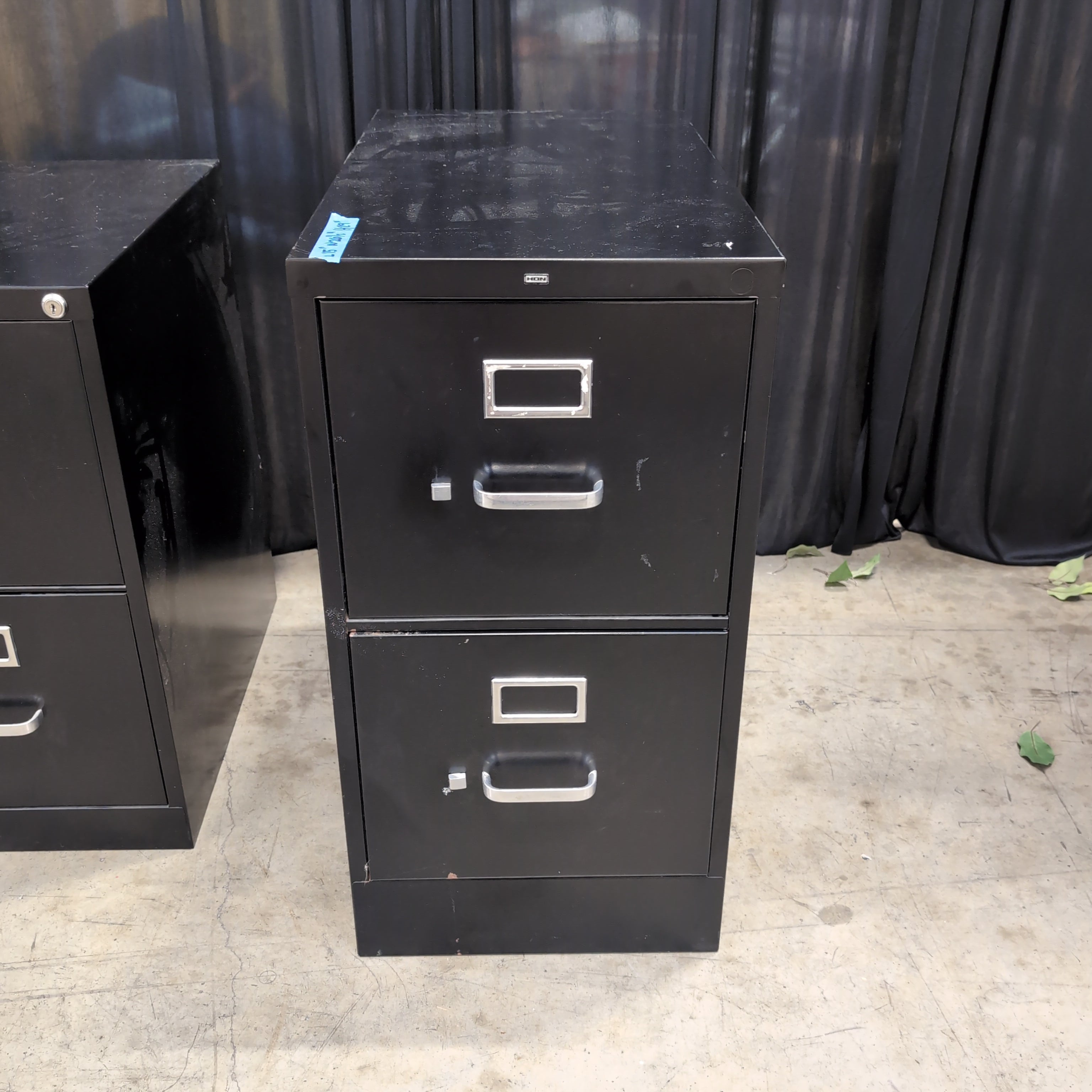 HON Black Two-Drawer Filing Cabinet in Metal