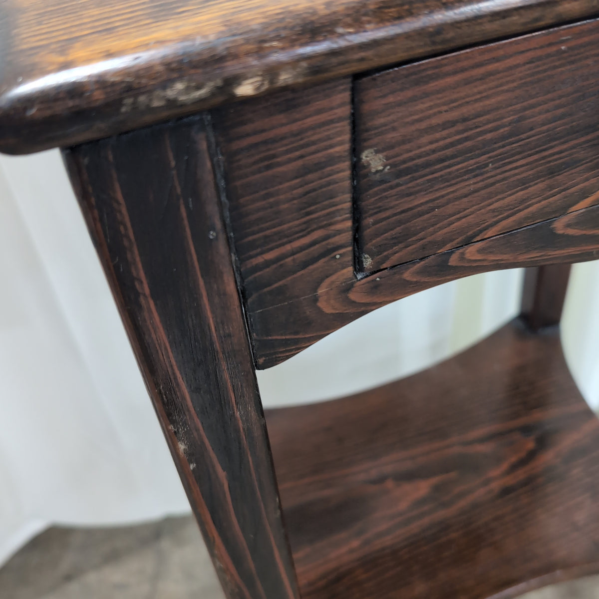 Dark Brown Wood Nightstand with Drawer and Shelf