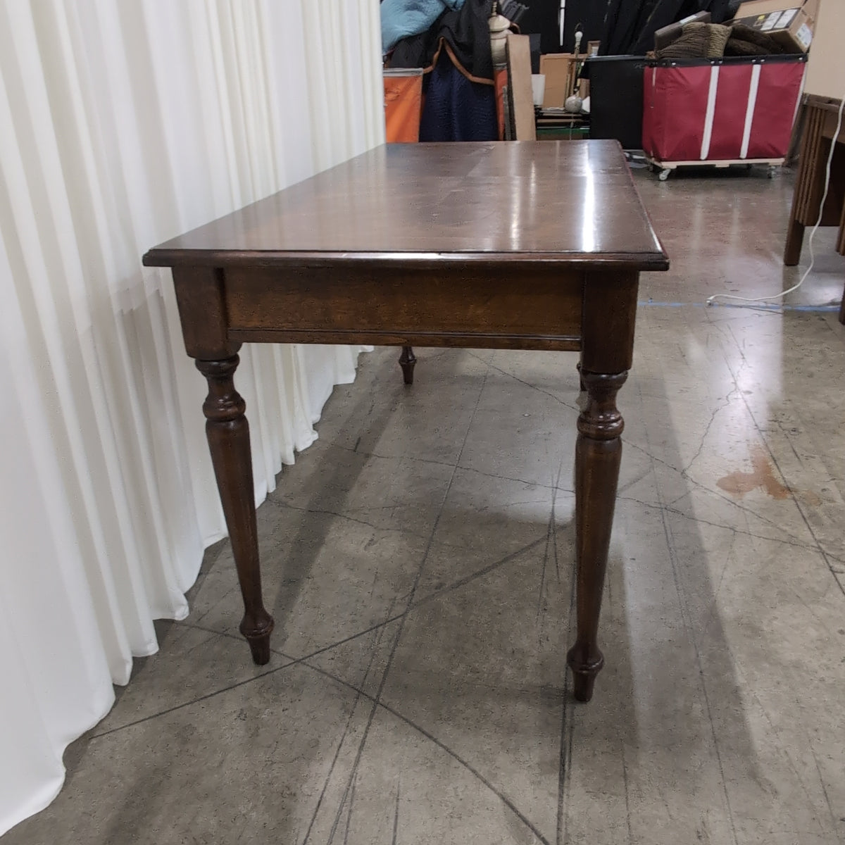Classic Dark Brown Wood Dining Table with Turned Legs
