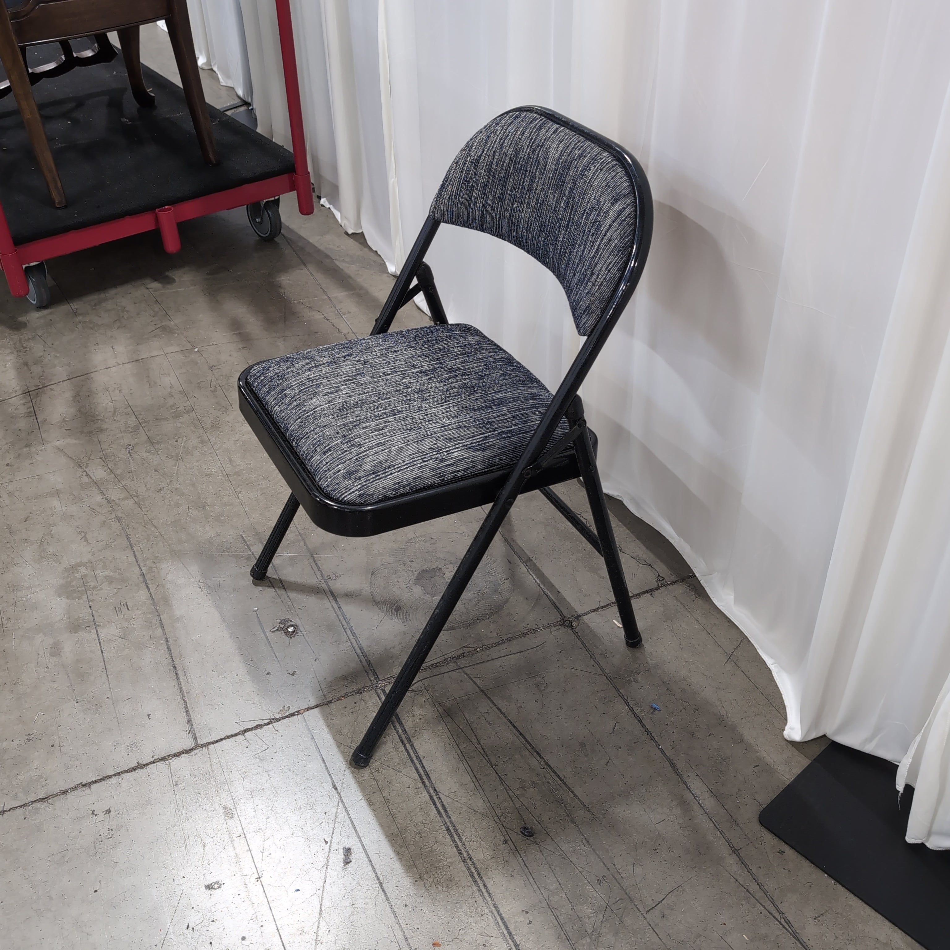 Black Metal Upholstered Folding Chair
