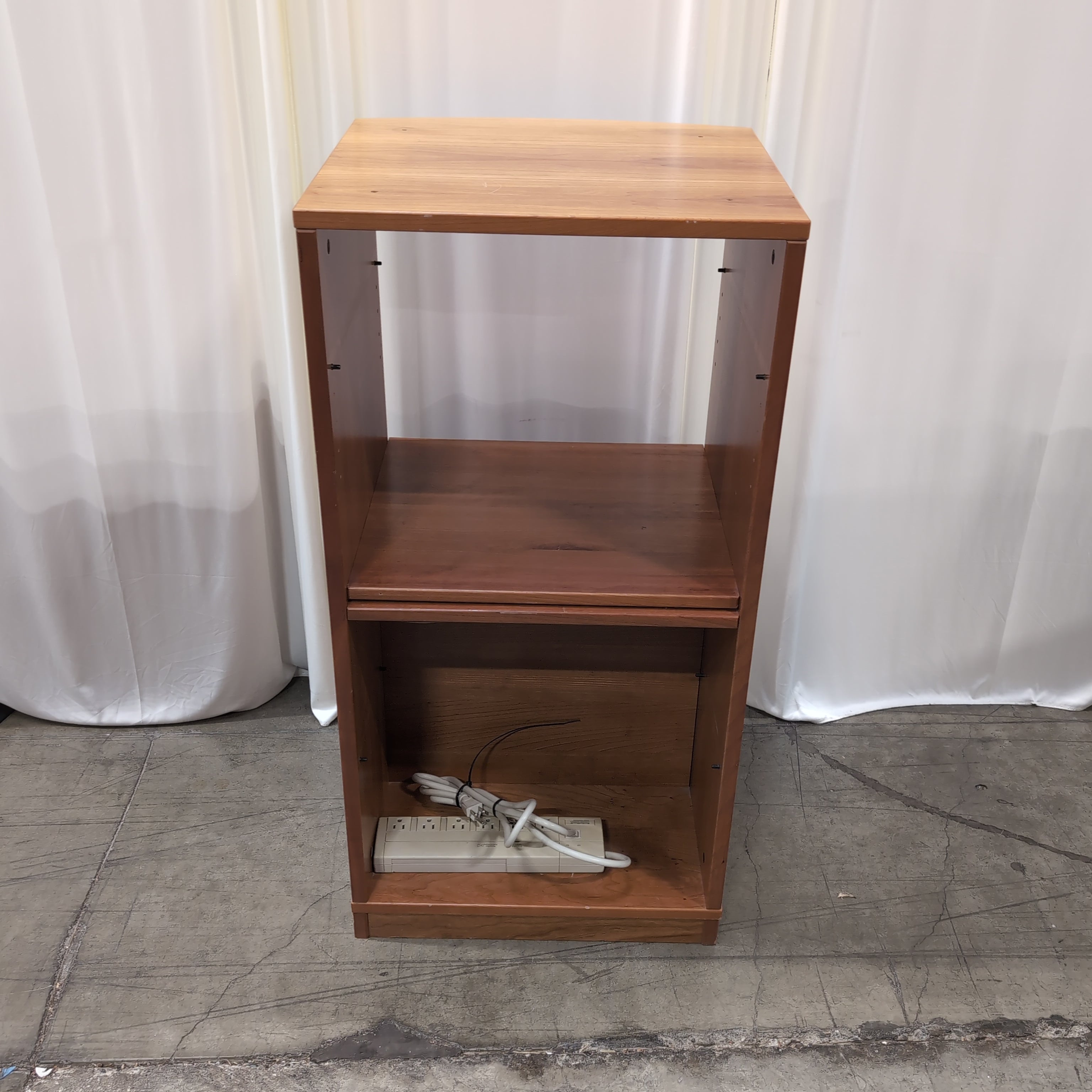 Medium Brown Wood Three-Shelf Bookcase