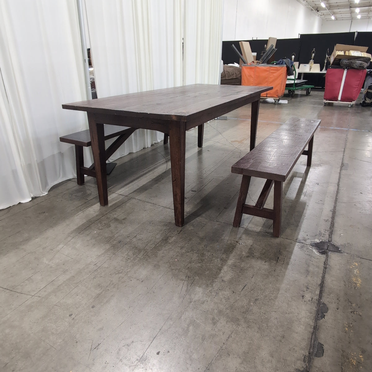 David Smith & co. Dark Stained Wood Farmhouse Style Dining Table