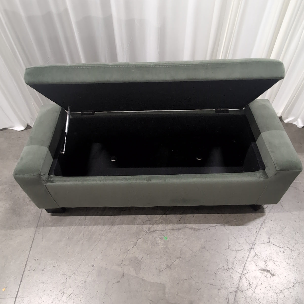 Sage Green Velvet Upholstered Storage Bench