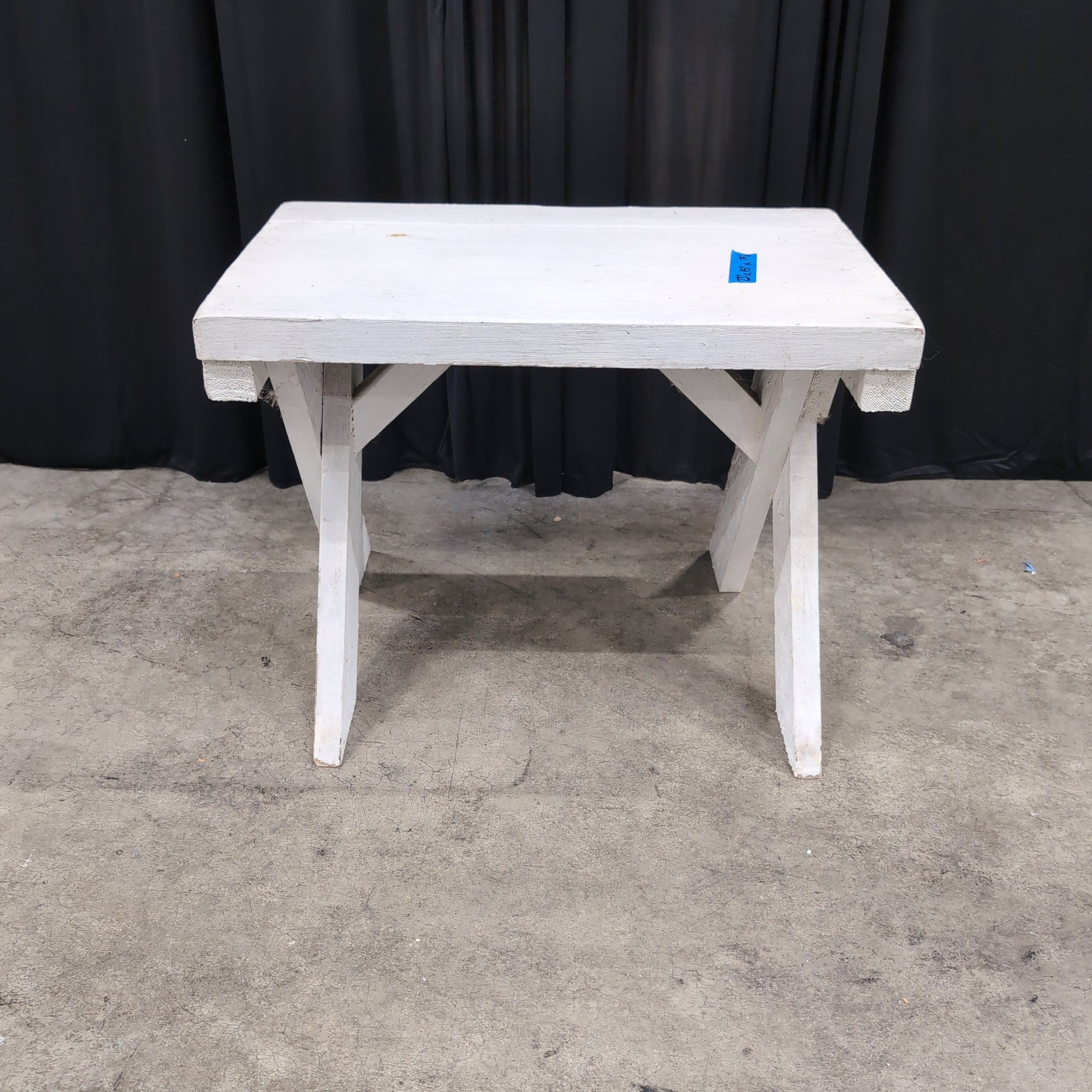 Light Wood Outdoor End Table with X-Base