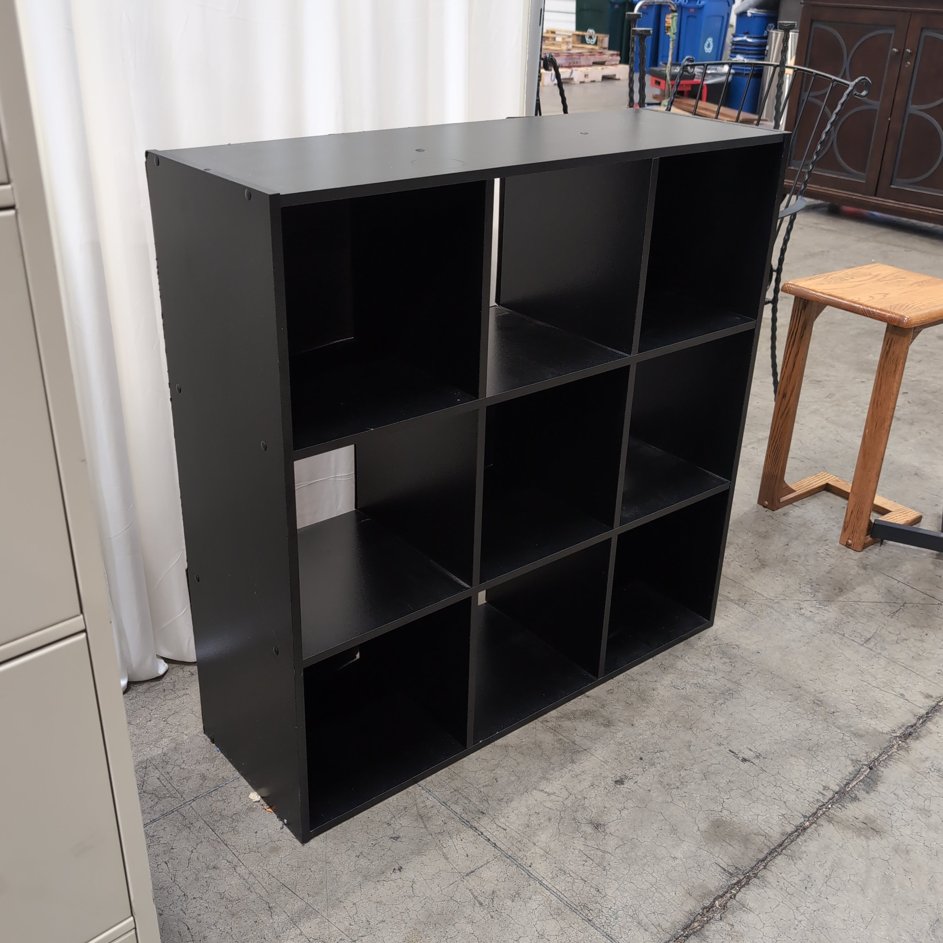 Dark Brown Wood Nine-Compartment Bookcase
