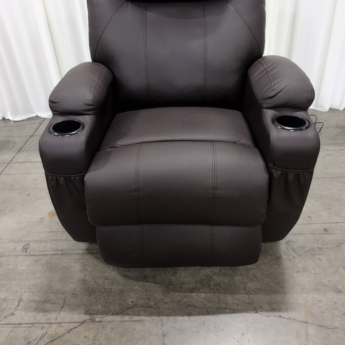 Black Faux Leather Recliner with Cup Holders