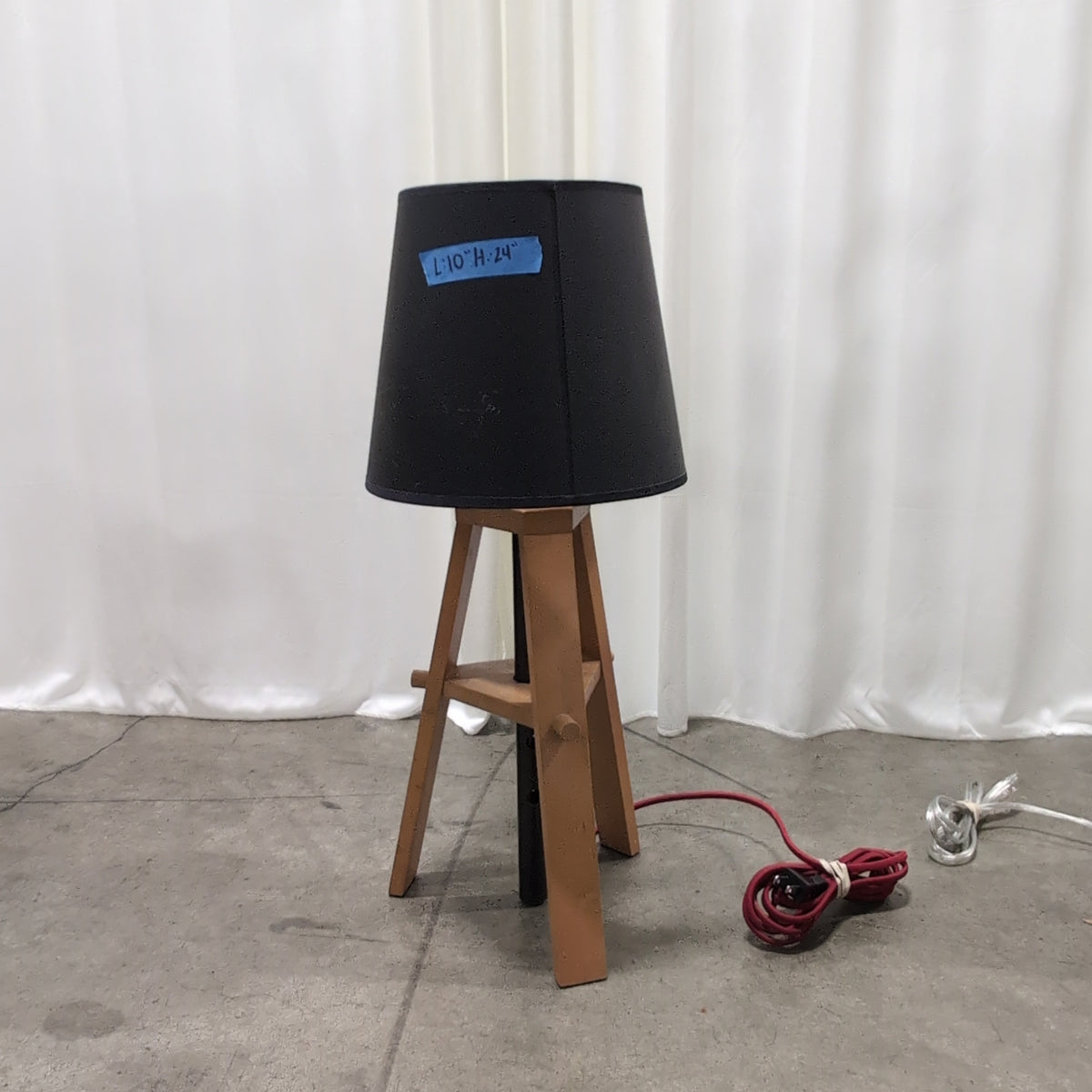 Light Wood Tripod Table Lamp L:10" H:24"