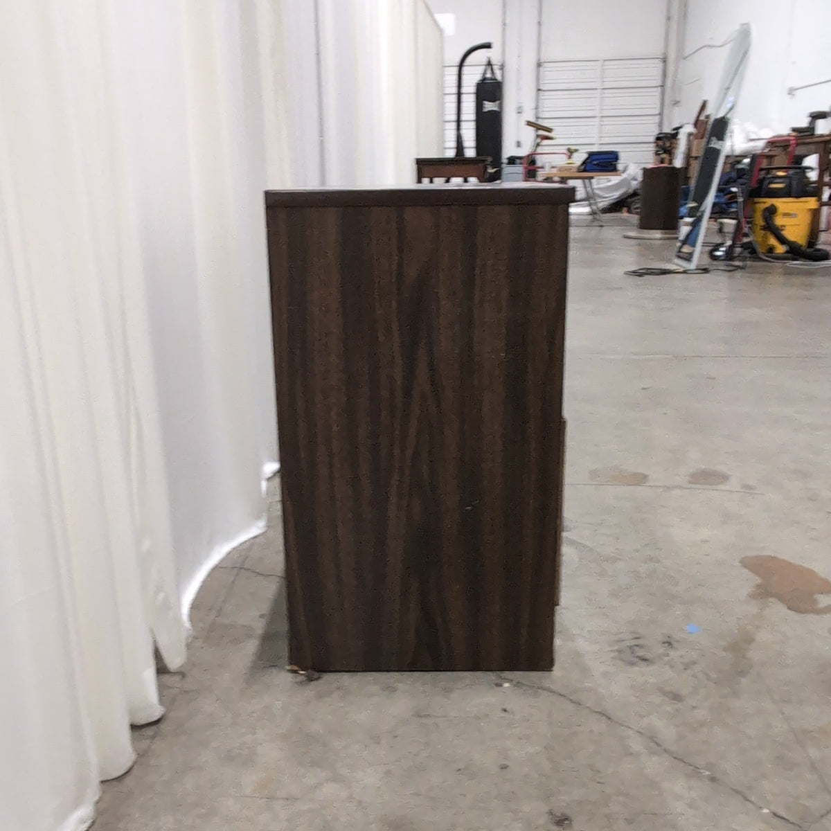 Dark Brown Wood Three-Drawer Nightstand