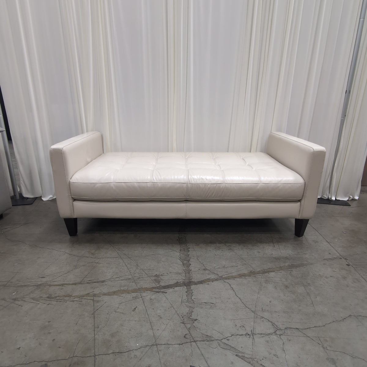 Cream Tufted Leather Couch
